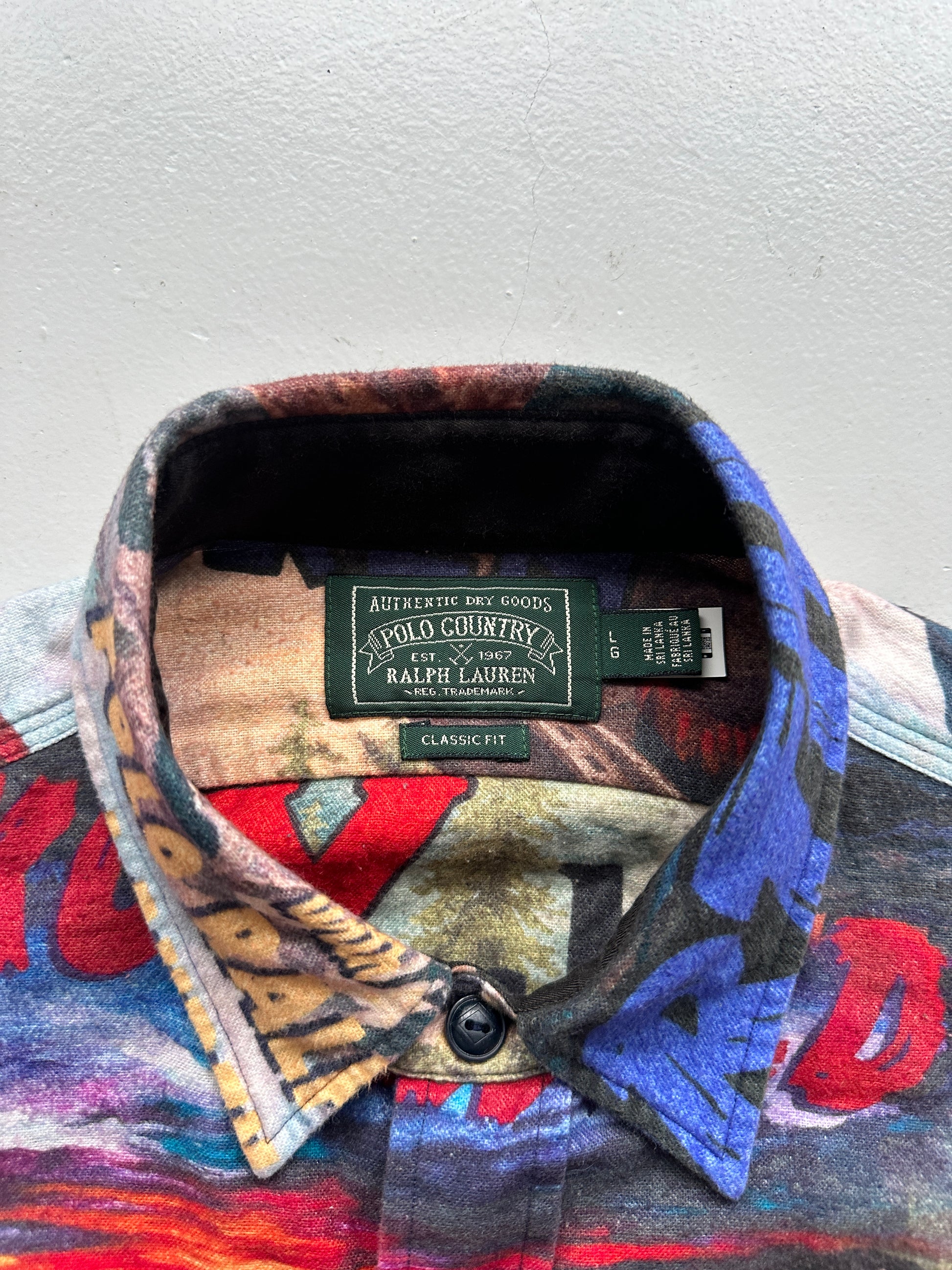 Ralph Lauren Polo Country Expedition All Over Print Graphic Shirt - Large