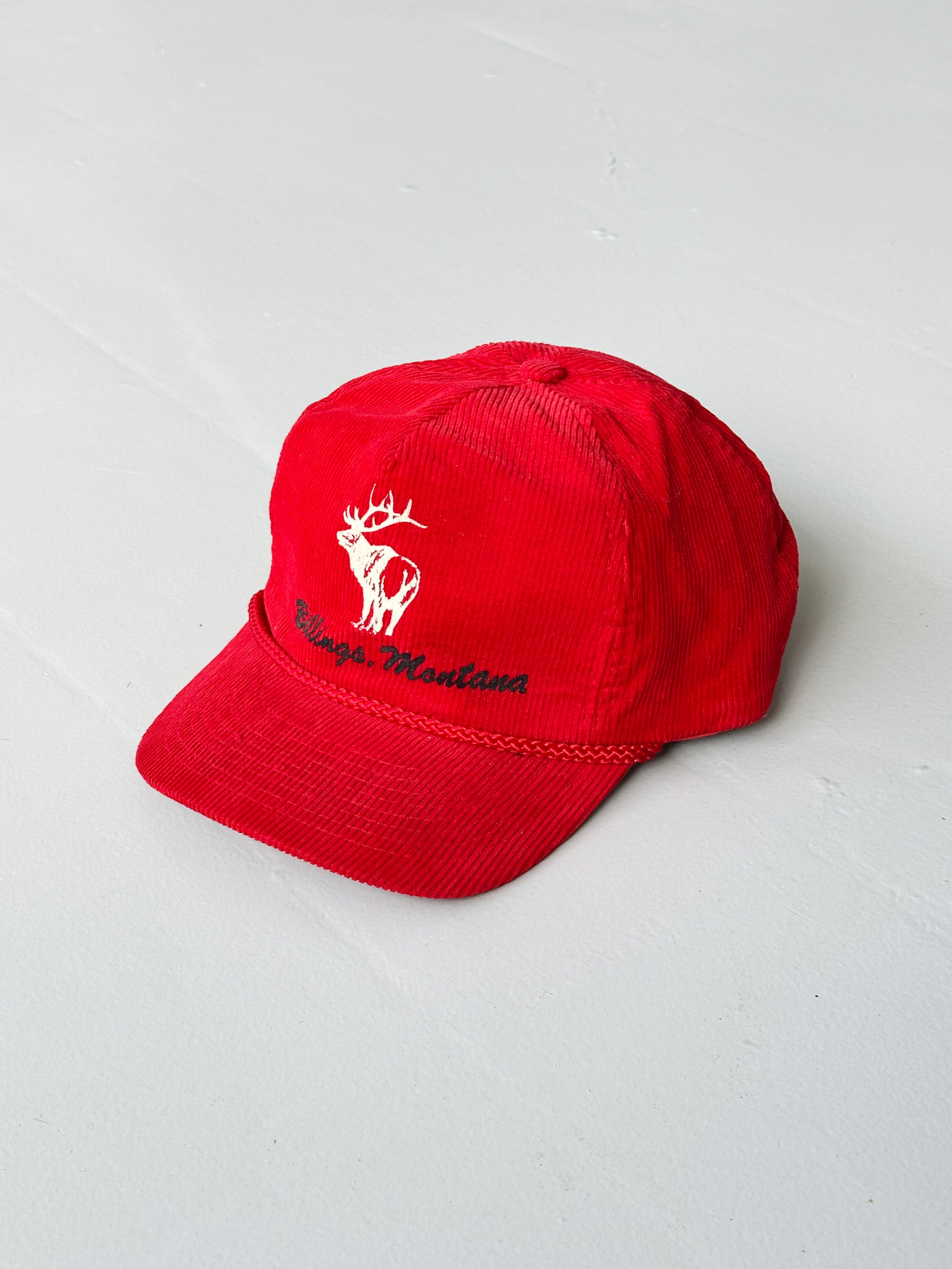 Red Billings Montana Elk Vintage Corduroy SnapBack Cap
