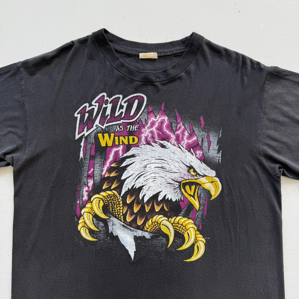 Black Wild as the Wind 90s Vintage Eagle Graphic T-Shirt - XL