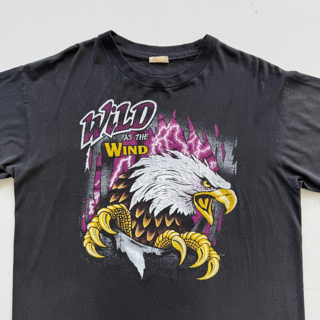 Black Wild as the Wind 90s Vintage Eagle Graphic T-Shirt - XL