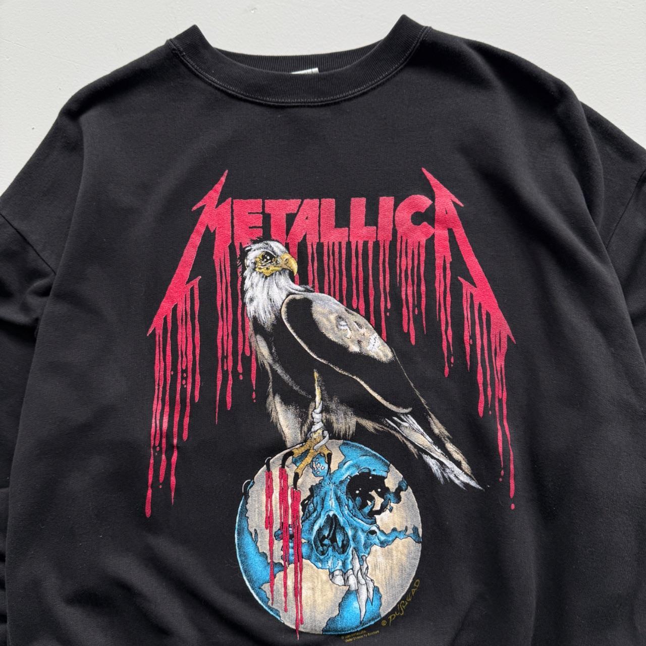Black Metallica Pushead Europe 1993 Nowhere Else to Roam Tour Vintage Sweatershirt - XL