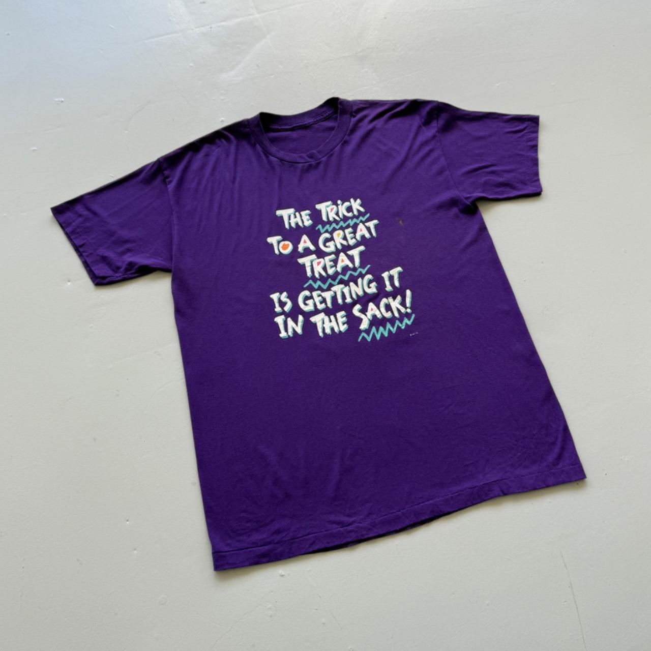 Purple Halloween 90s Slogan Vintage T-shirt - XL
