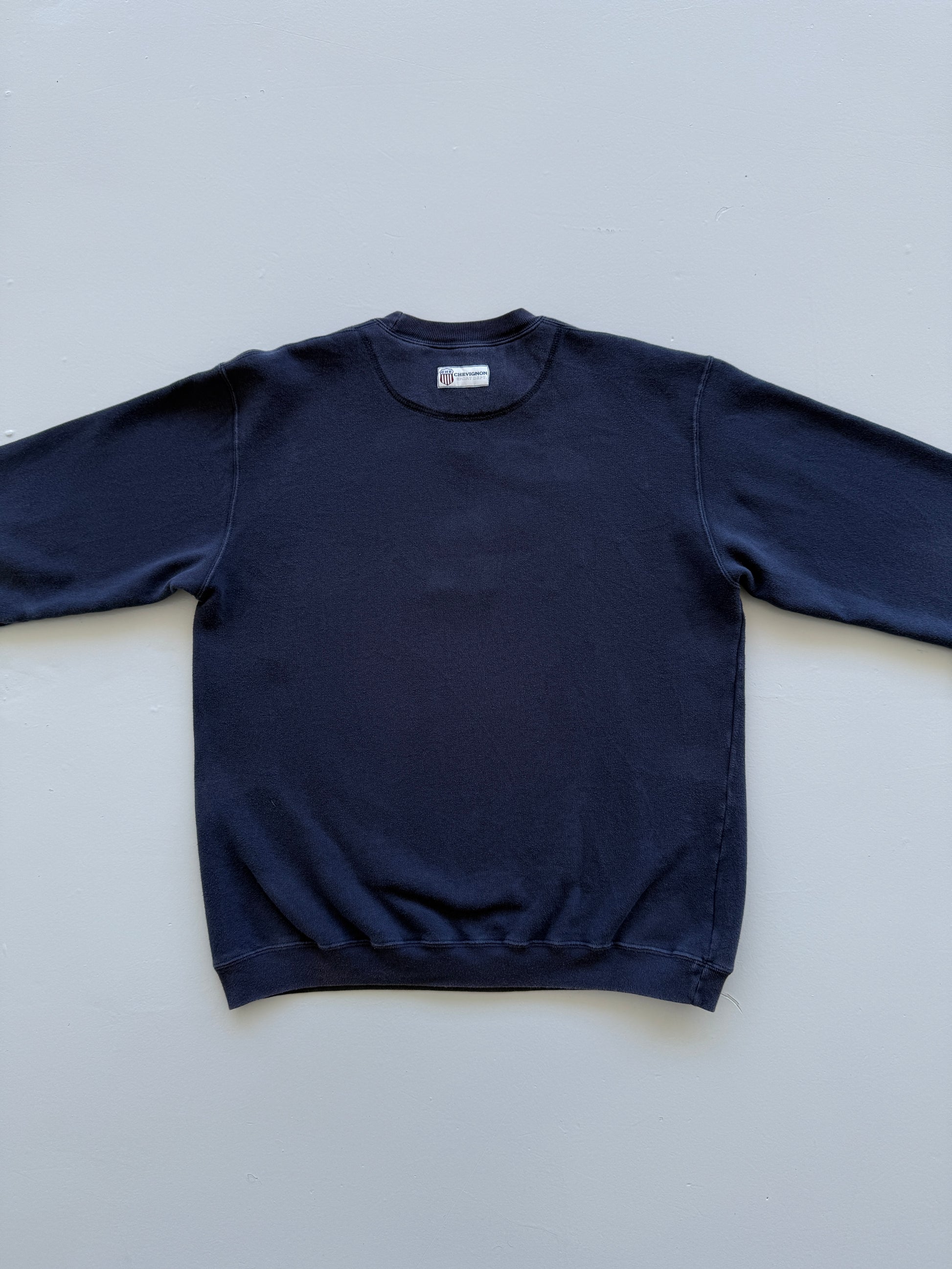 Navy Blue Chevignon 90's Vintage Graphic Sweatshirt Jumper - Medium