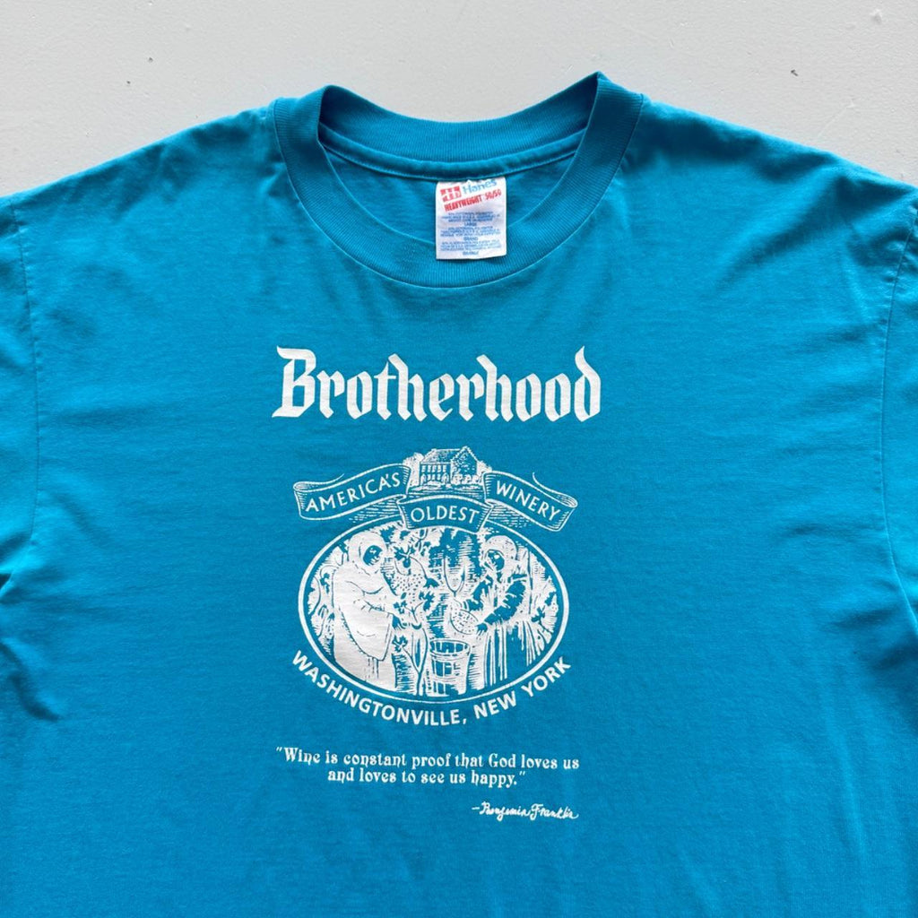 Blue Brotherhood Winery 90s Vintage Graphic T-Shirt - Large