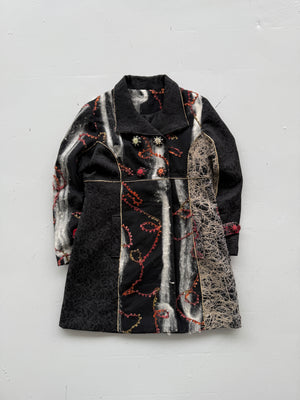 Black Patchwork 00's Vintage Y2K Long Jacket - Medium