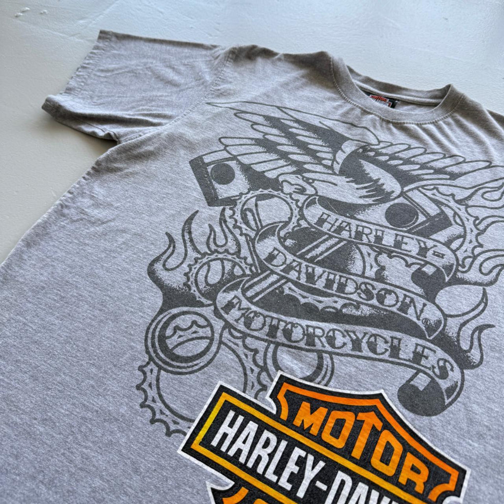 Grey Harley Davidson 00's Y2K Graphic T-Shirt - Medium