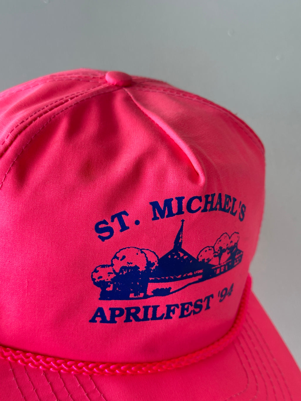 Neon Pink St. Michael's Aprilfest '94 Vintage SnapBack Trucker Cap