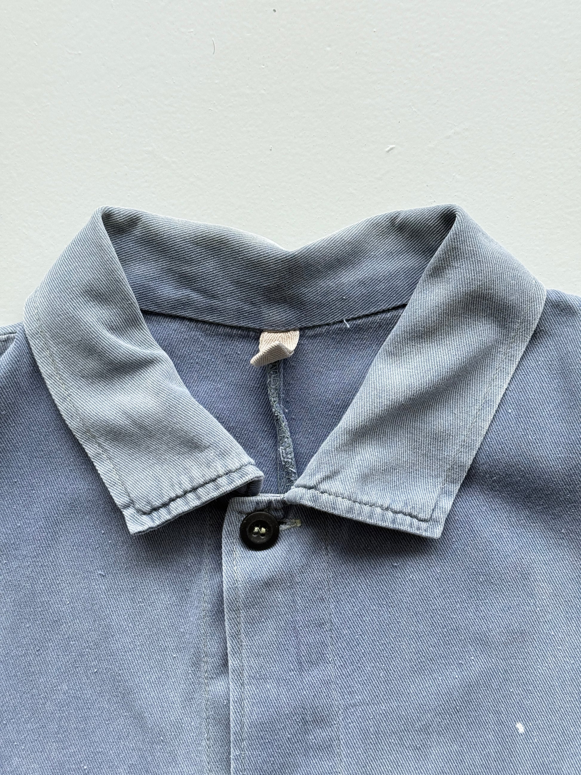 Faded Blue French Chore Jacket 80's Vintage Workwear CH225 - Large