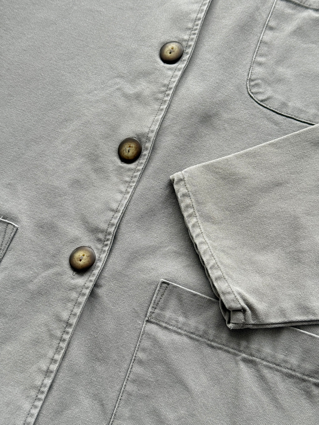 Grey Canvas Chore Jacket 90's Vintage French Workwear CH139 - Large