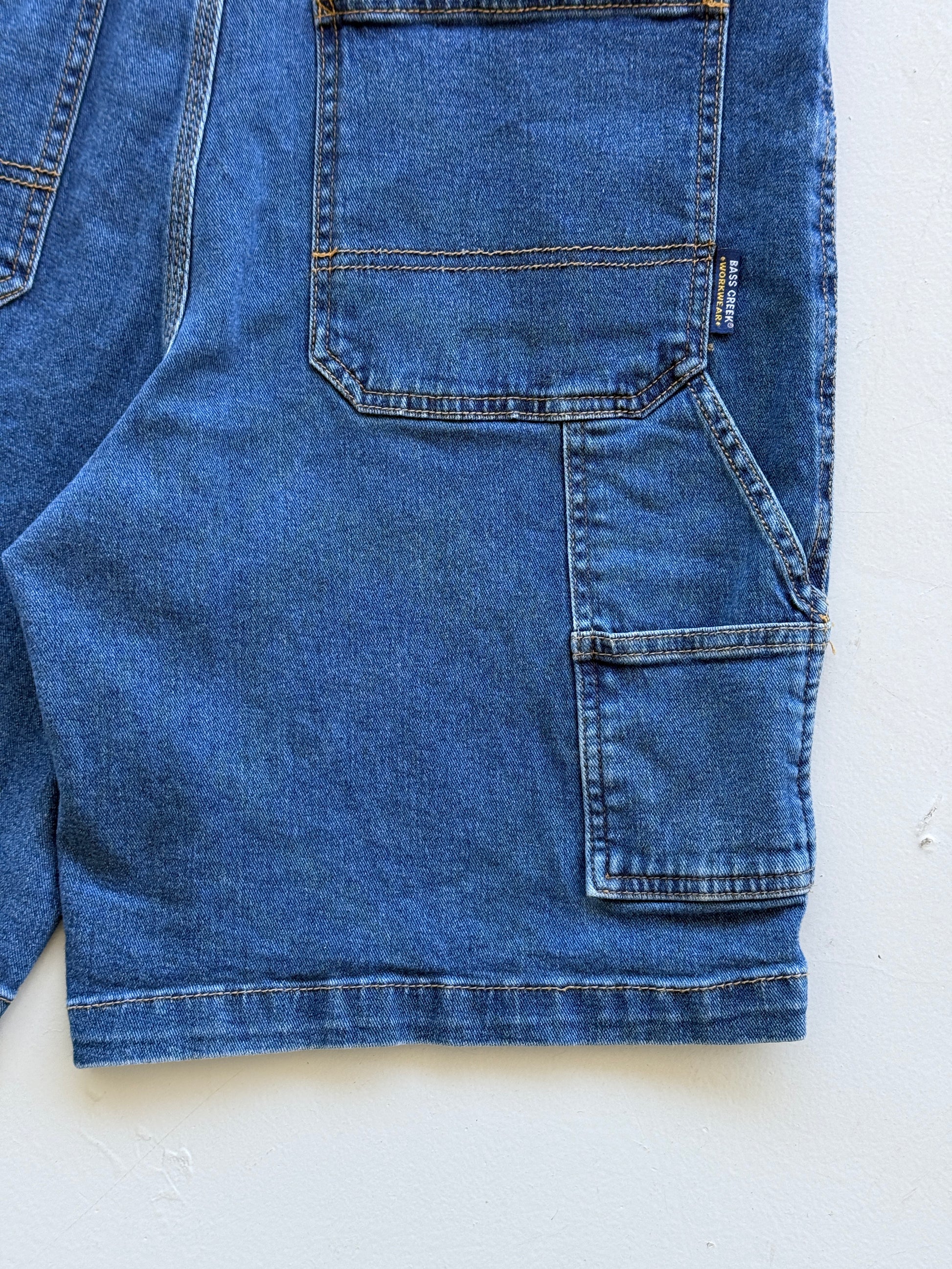 Mid Blue Bass Creek 00's Vintage Y2K Baggy Hip Hop Denim Shorts - W32 x L9