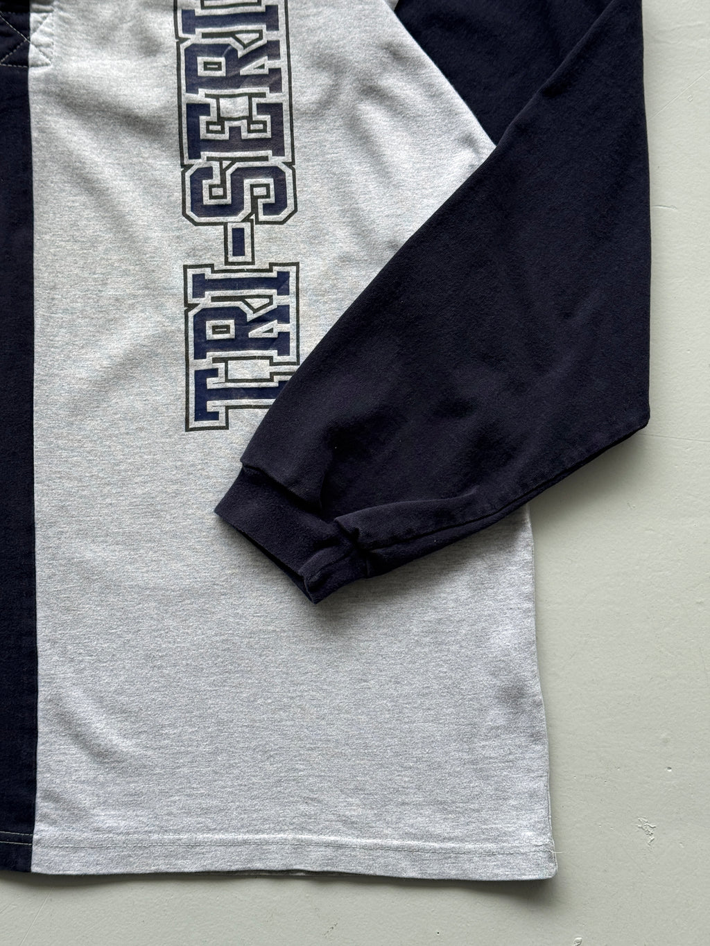 Grey Tri Nations Cup 90's Vintage Long Sleeve Rugby Jersey - XL