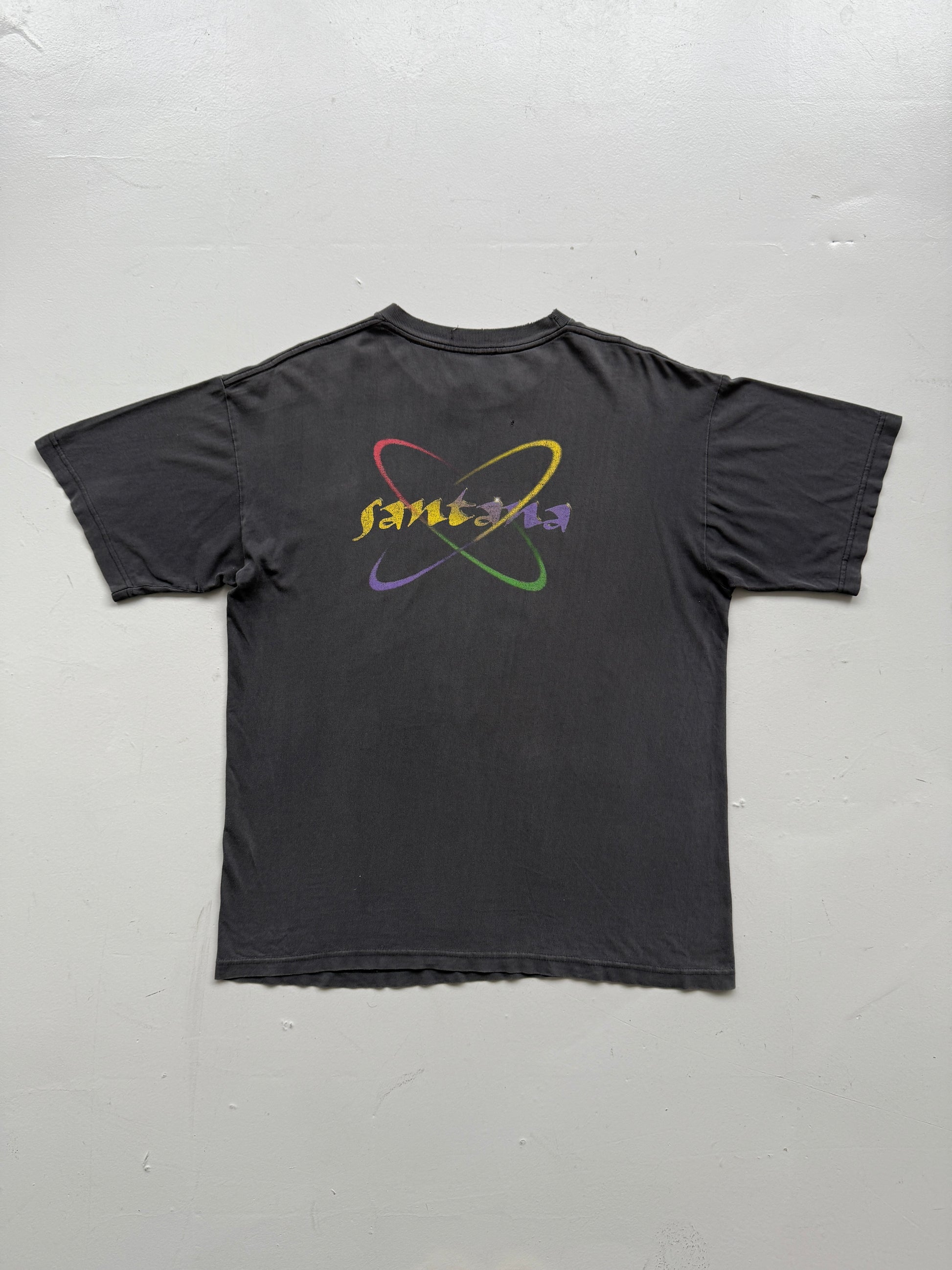 Faded Black Carlos Santana 90's Vintage Graphic Band T-Shirt - Medium
