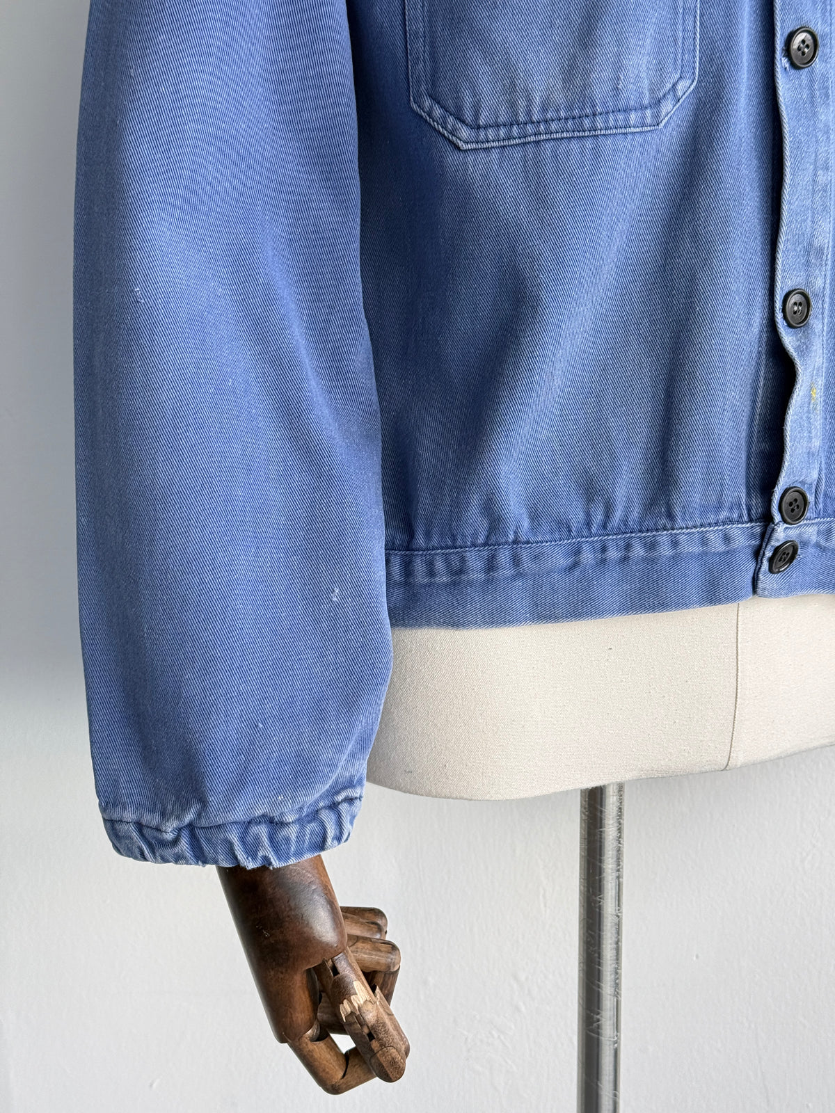 Blue French 1960s Vintage Cropped Workwear Chore Jacket CH491 - XS/S
