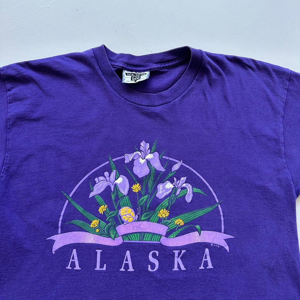 Alaska Purple Flowers 90s Vintage T-shirt - Medium