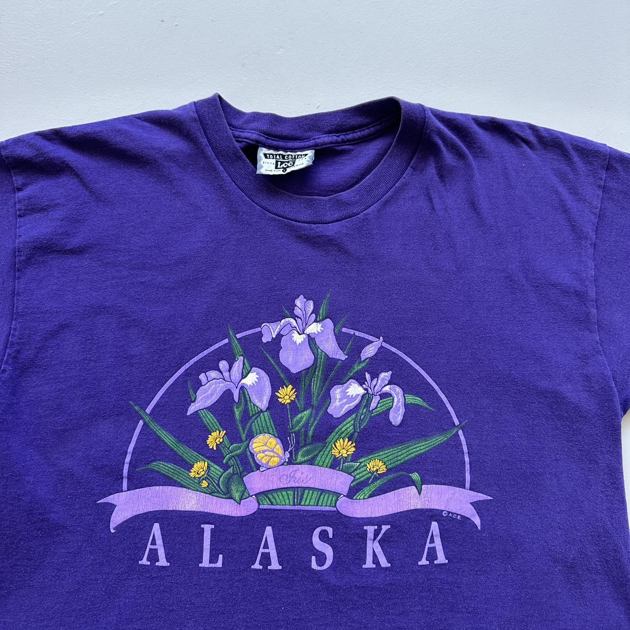 Alaska Purple Flowers 90s Vintage T-shirt - Medium