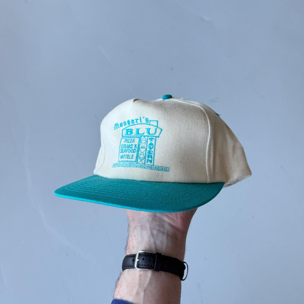 White / Blue BLU Motel Vintage SnapBack Trucker Cap