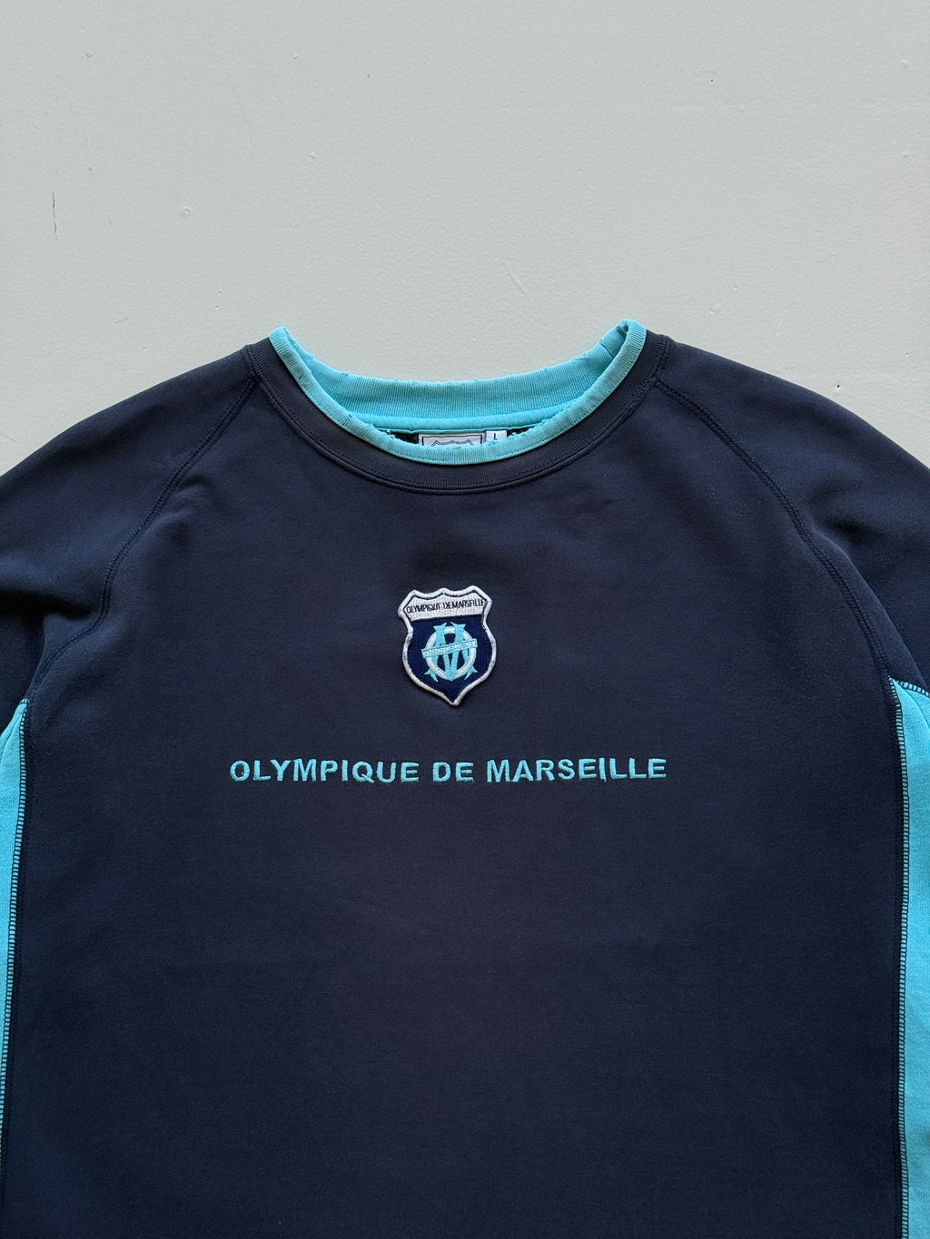 Navy Blue Olympique de Marseille 90's Vintage Football Sweatshirt - Medium