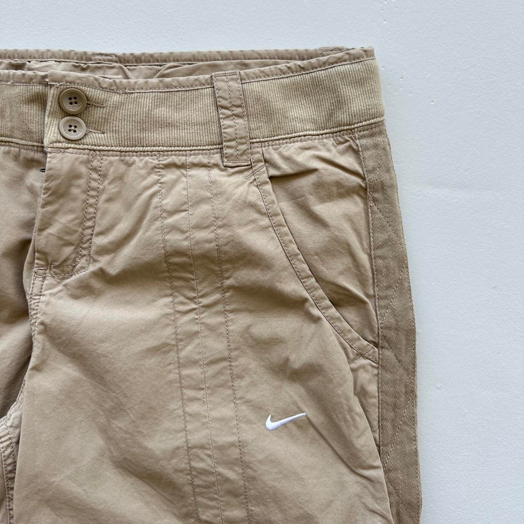 Cream Women’s Wide Leg Low-Rise Nike Dead-stock Y2K Cargo Pants - 34" x 31"
