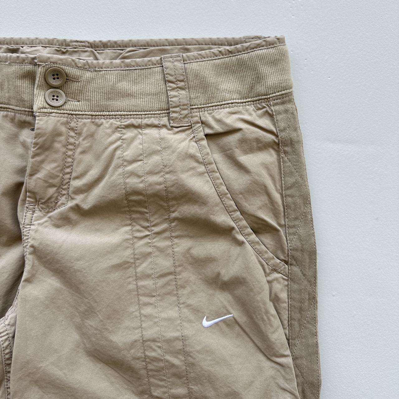 Cream Women’s Wide Leg Low-Rise Nike Dead-stock Y2K Cargo Pants - 34" x 31"