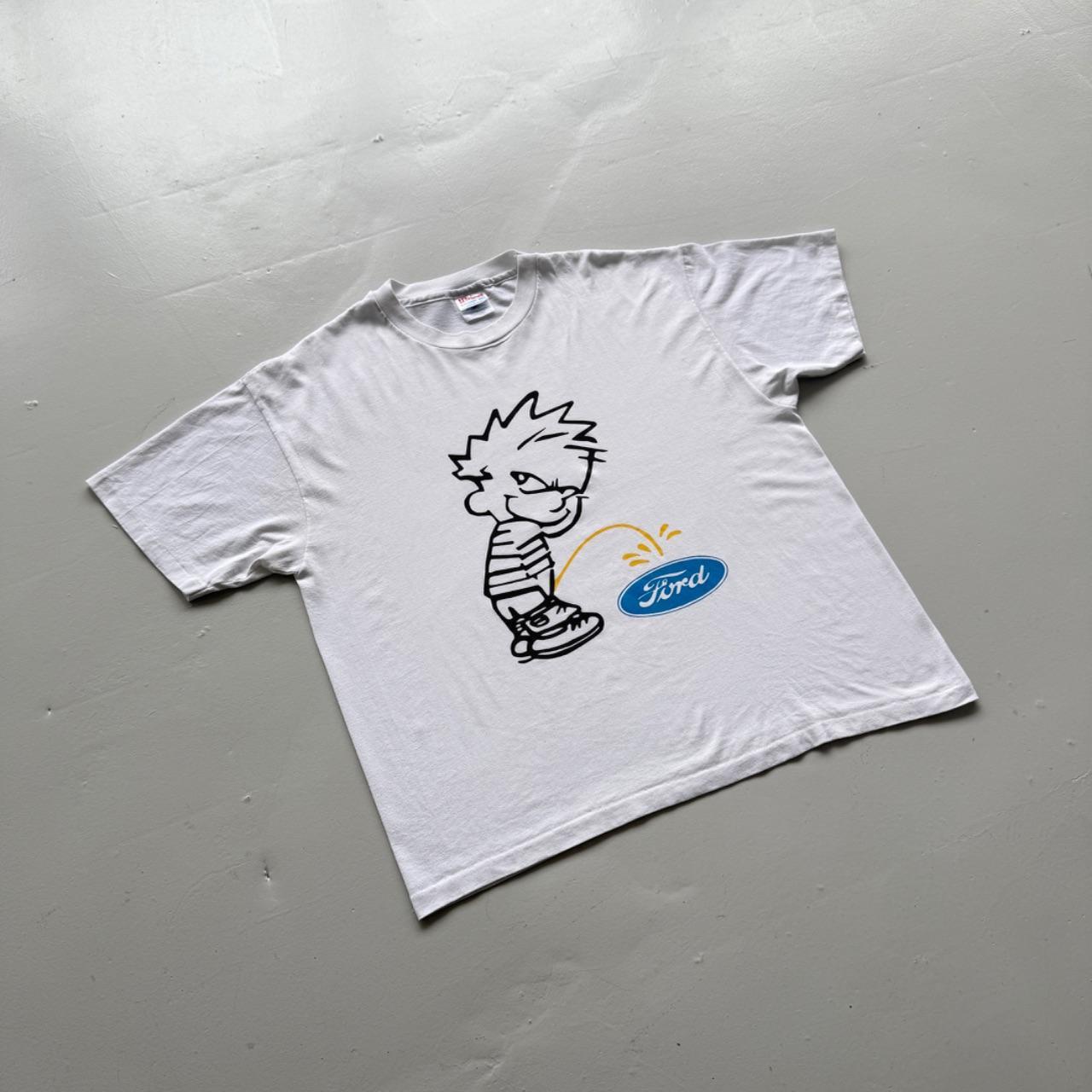 White Cartoon Ford 90s Vintage Graphic T-Shirt - XL