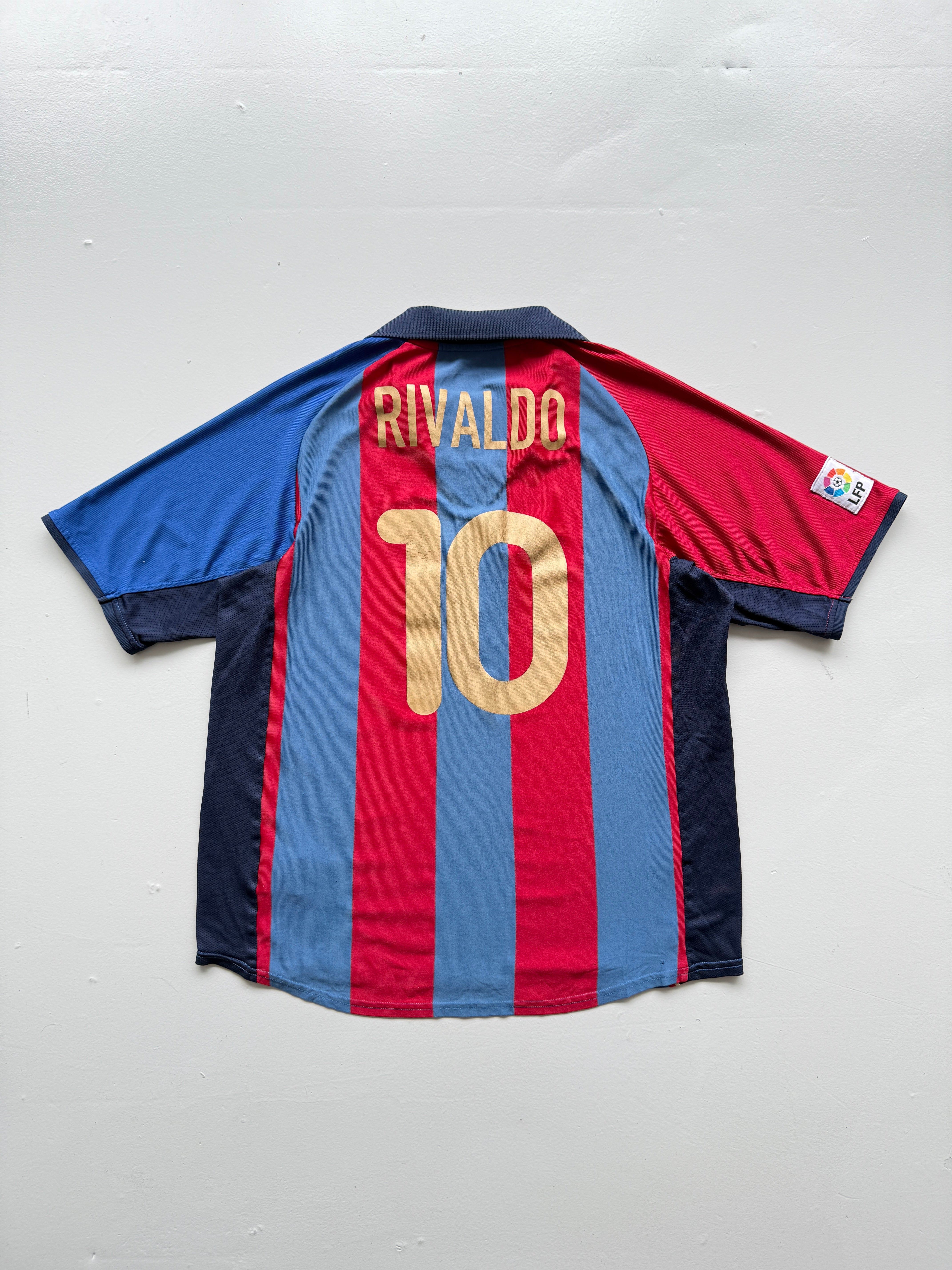 Nike FC Barcelona Rivaldo #10 00's Vintage Home Football Shirt
