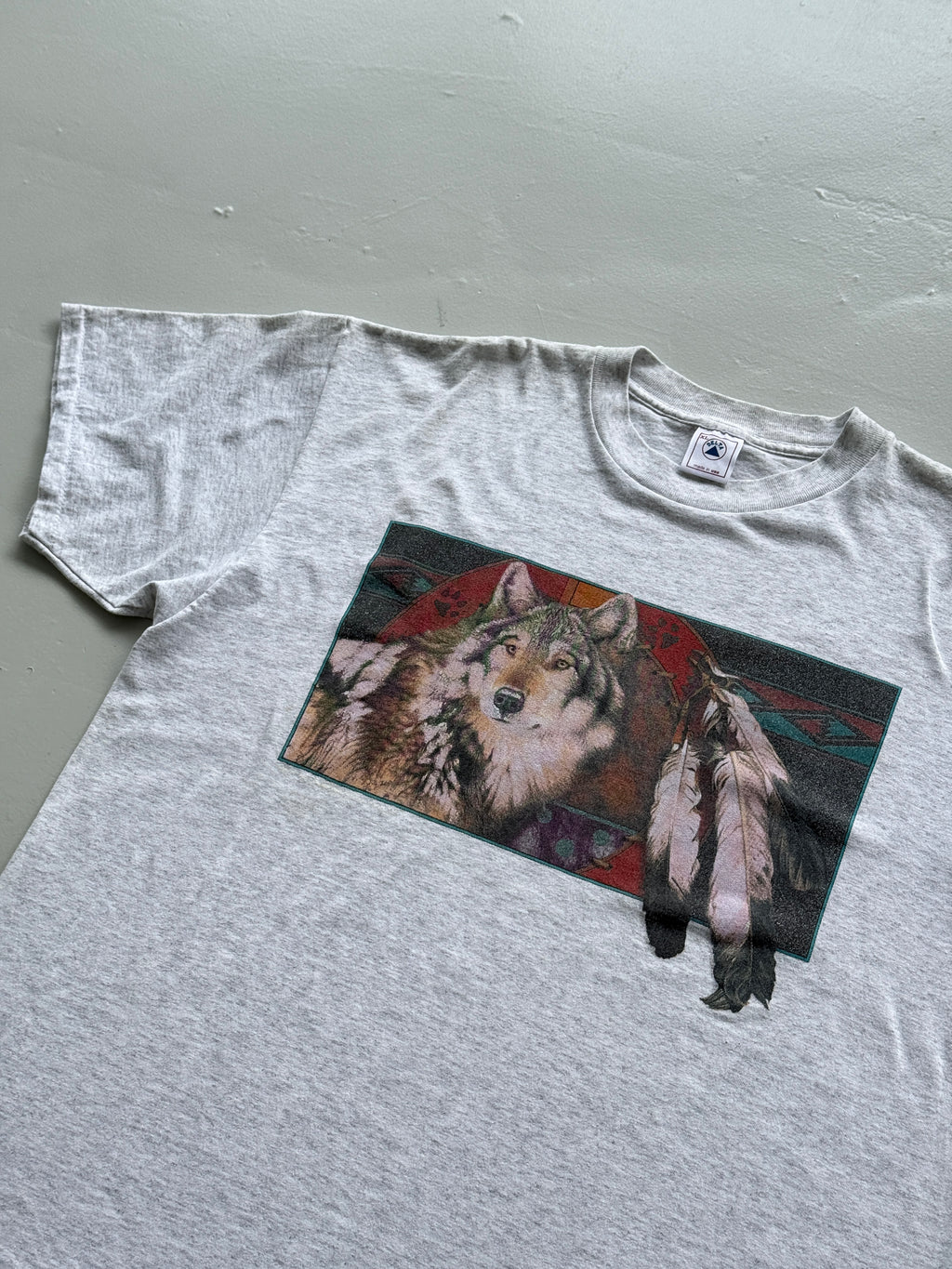 Native American Wolf Graphic 90's Delta Vintage T-Shirt - XL