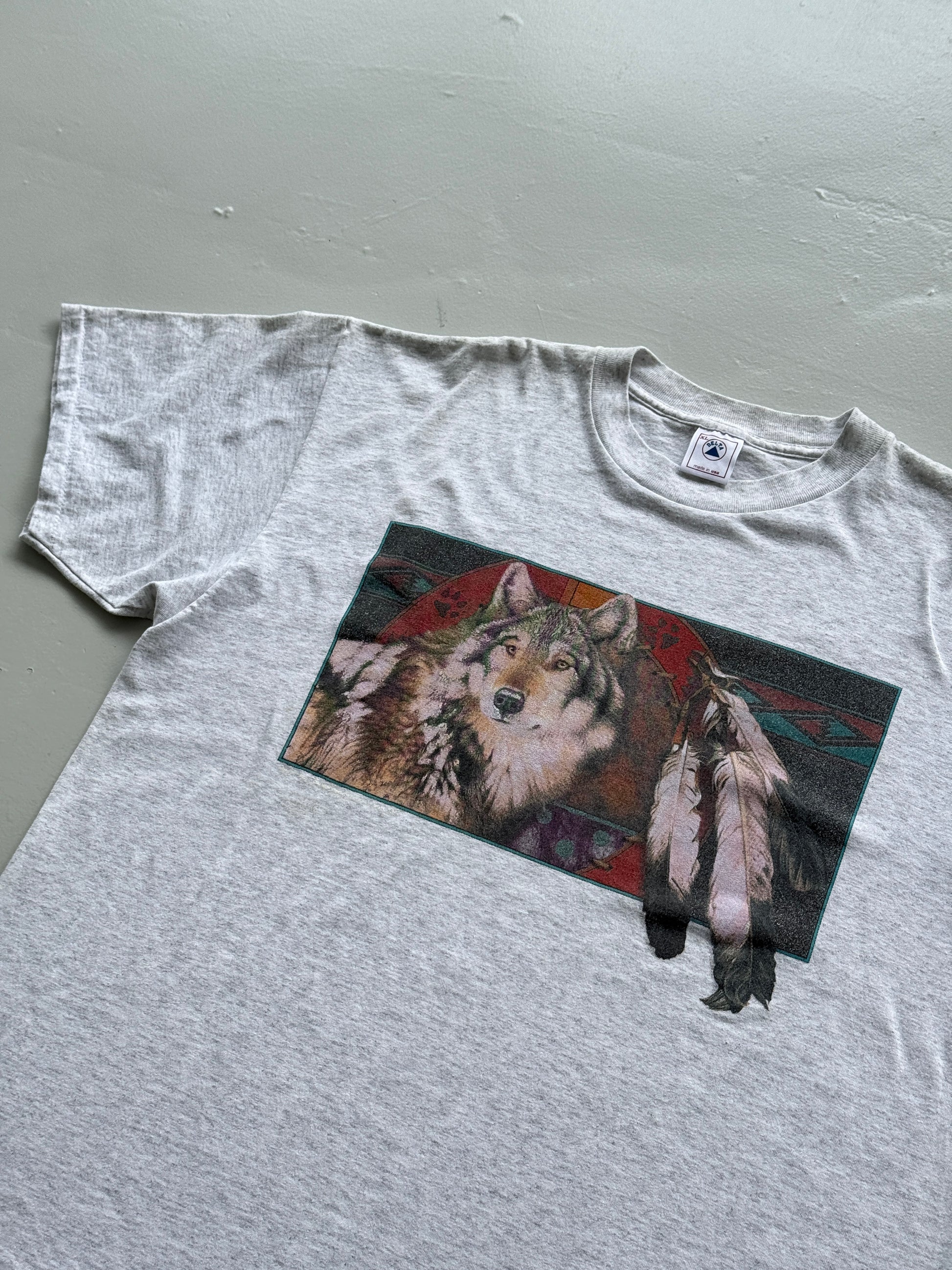 Native American Wolf Graphic 90's Delta Vintage T-Shirt - XL