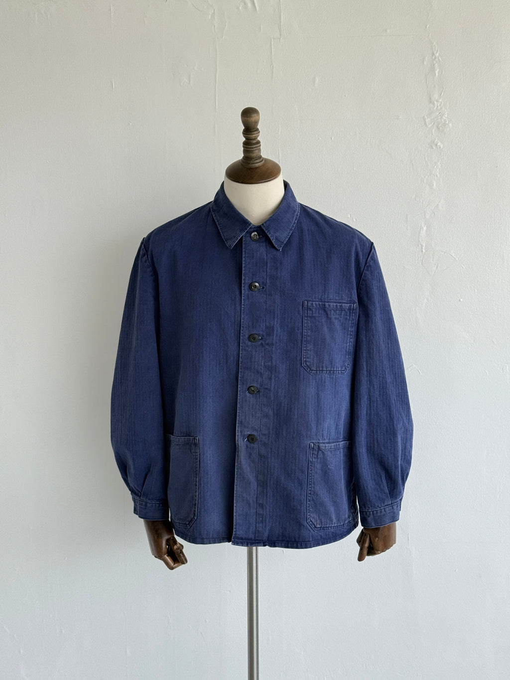 Blue Herringbone Vintage Workwear Chore Jacket CH365 - Medium