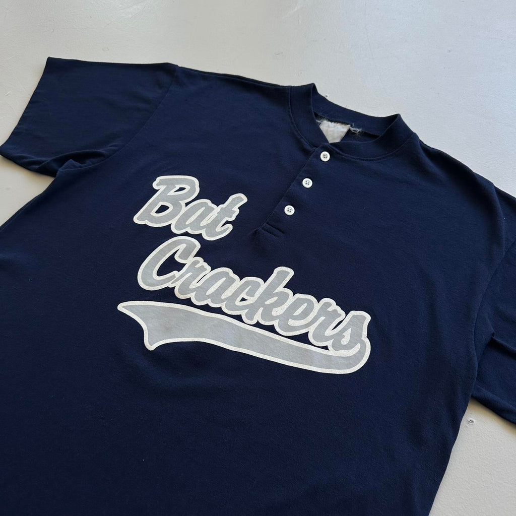 Navy Baseball Back Crackers 90s Vintage T-shirt - Large