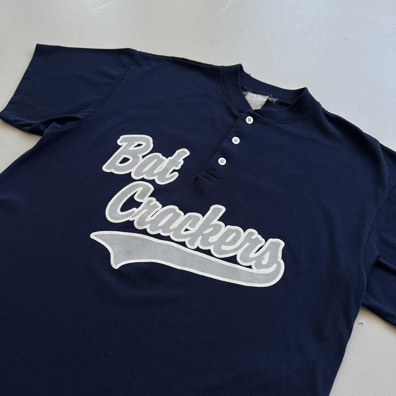 Navy Baseball Back Crackers 90s Vintage T-shirt - Large