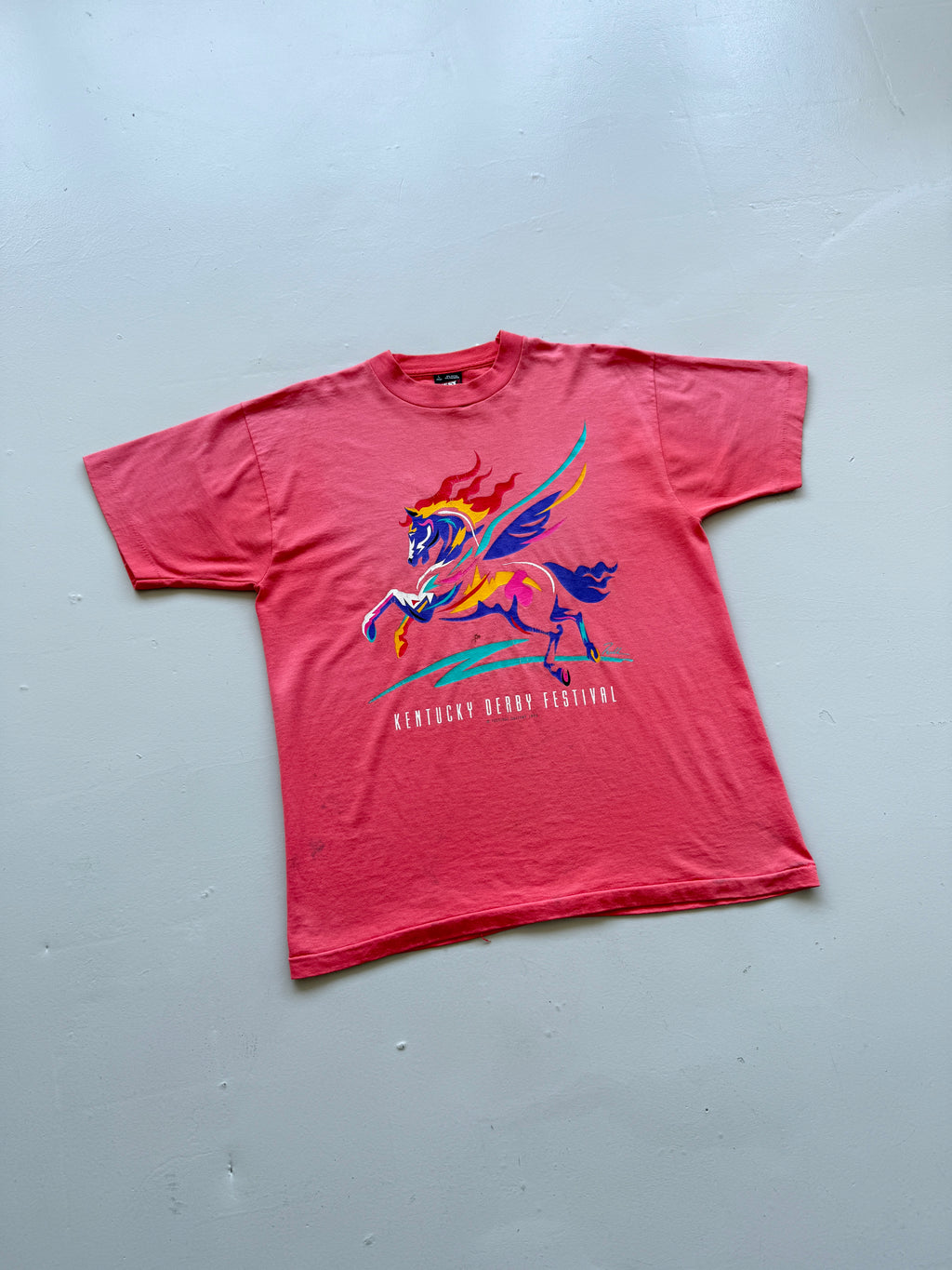 Pink Kentucky Derby Festival 90's Vintage Single Stitch Graphic T-Shirt - Large