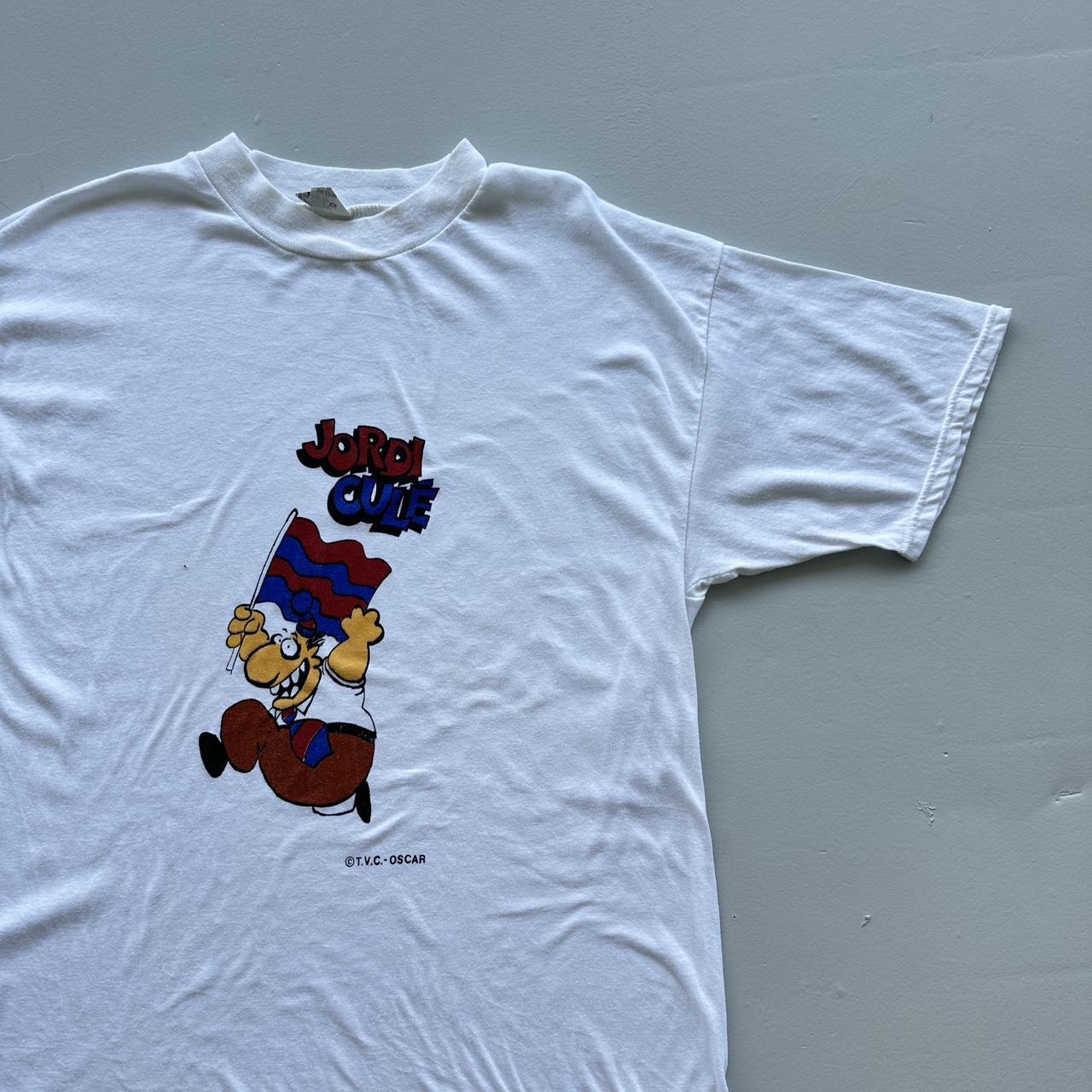 White Jordi Culé Cartoon Vintage 90’s T-shirt - Medium