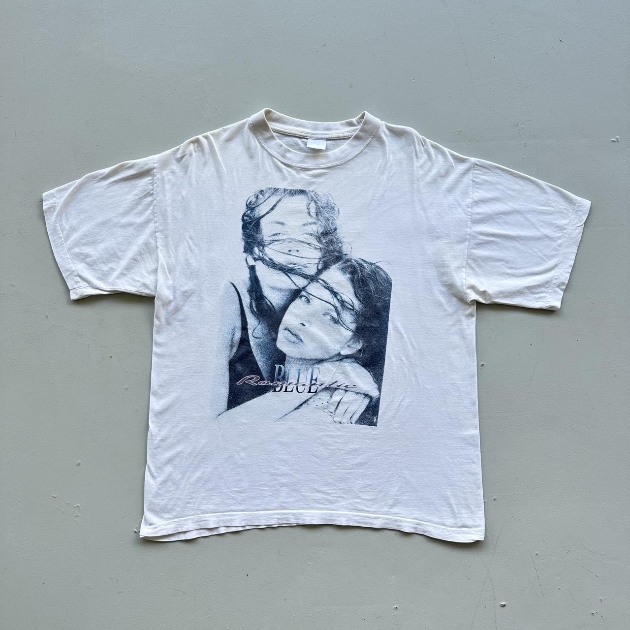 White Blue Romantic 00's Vintage T-shirt - Large