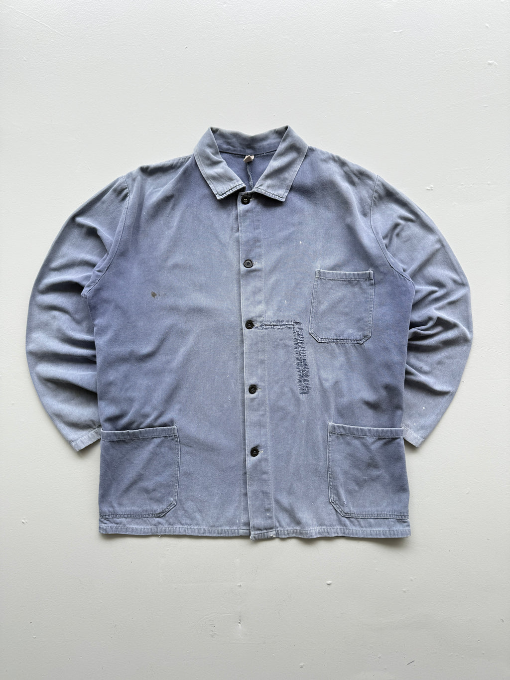 Faded Blue French Chore Jacket 80's Vintage Workwear CH225 - Large