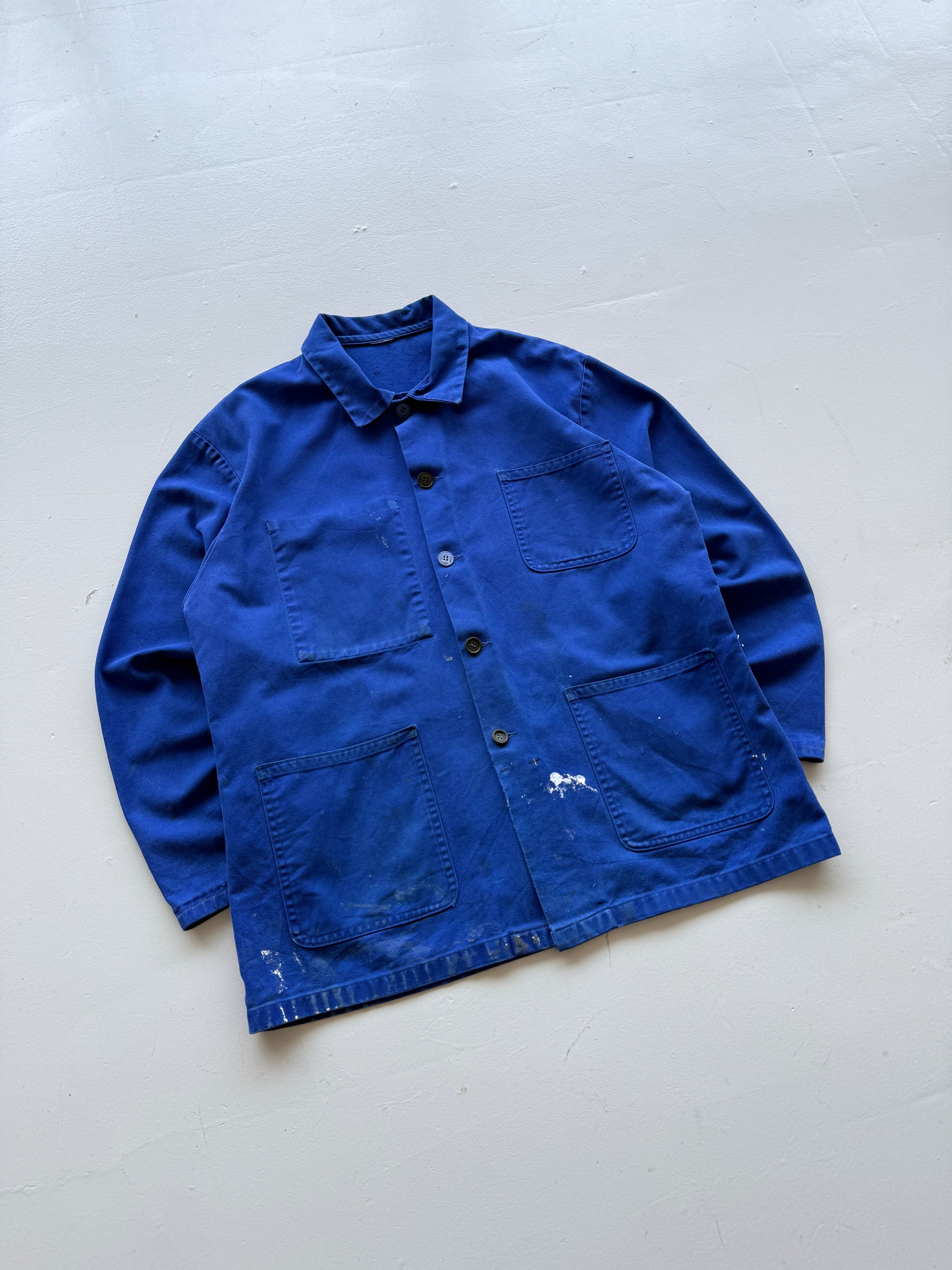 Blue French Workwear Vintage Thrashed Chore Jacket CH039 - Medium/Large