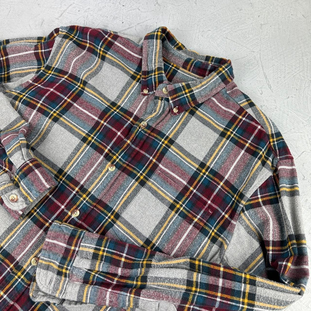 Burgundy and Grey 90s vintage Checkered Shirt - 2XL
