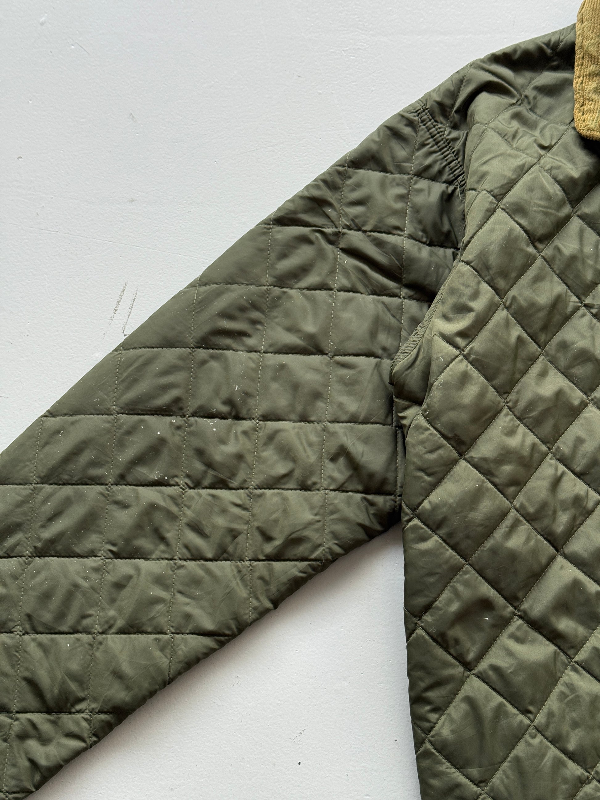 Green Quilted Check 80's Vintage Military Style Jacket - XL