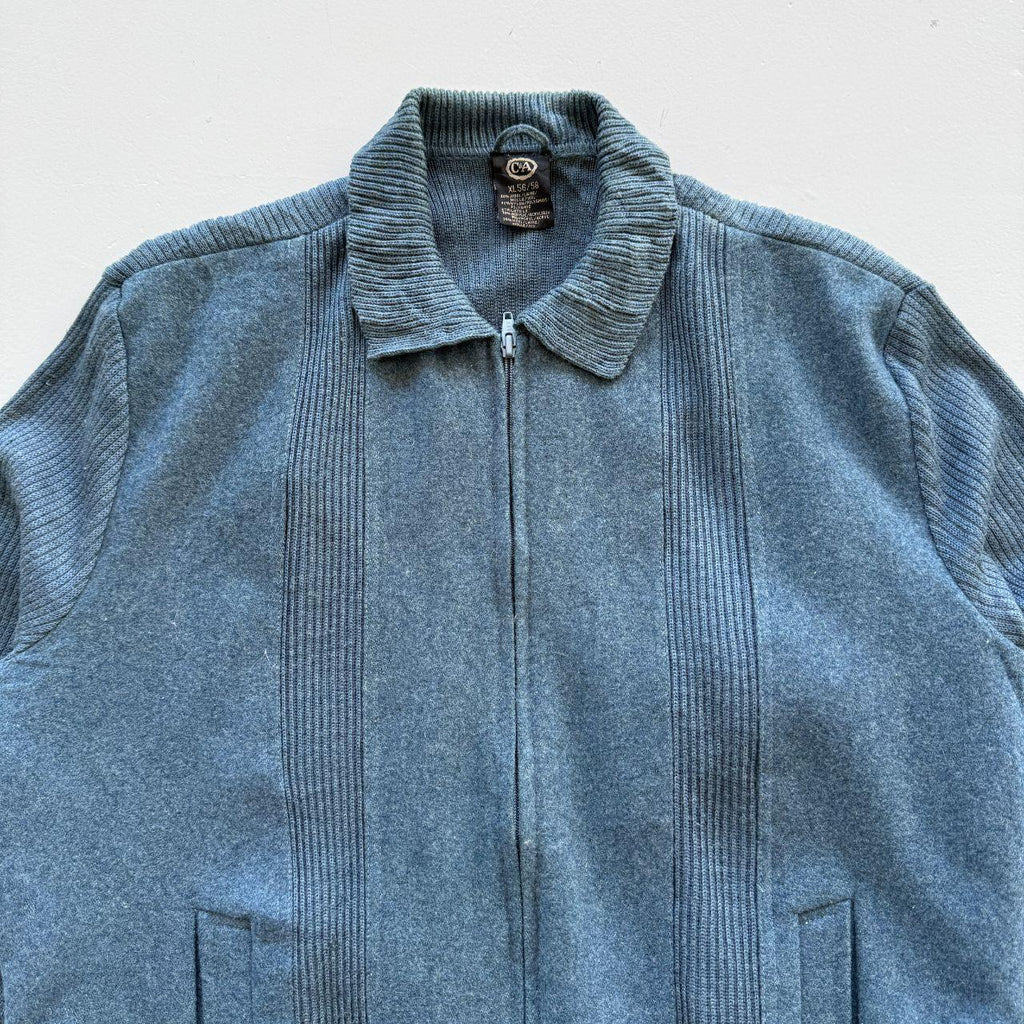 Blue C&A Full Zip Knitted Jacket 80s Knit - Large