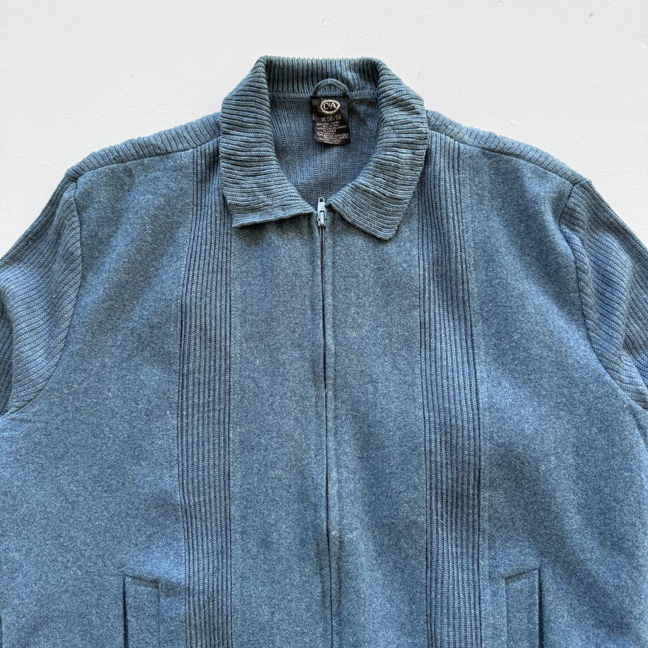 Blue C&A Full Zip Knitted Jacket 80s Knit - Large