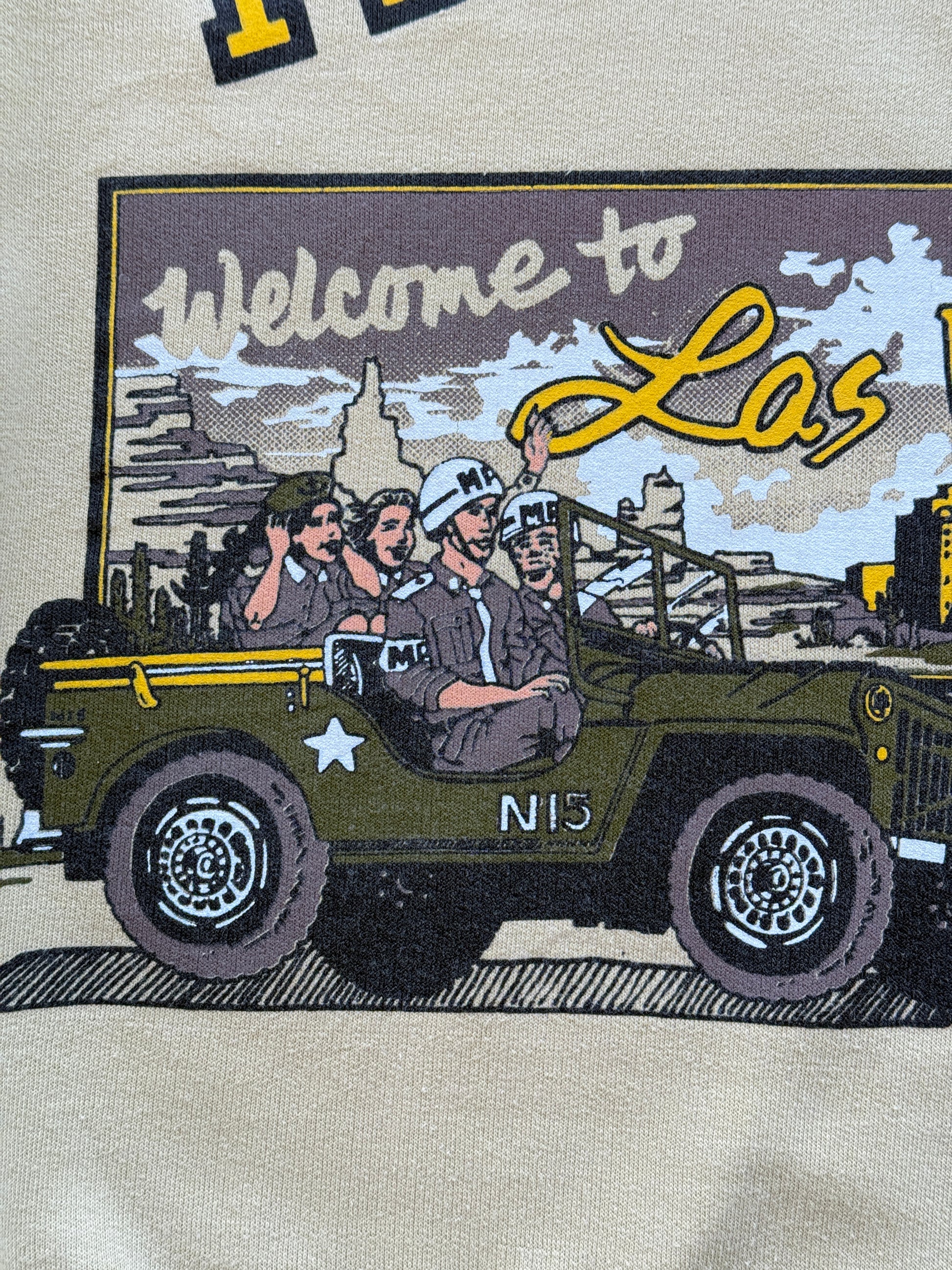 Yellow Midway 80's Vintage Army Graphic Sweatshirt - Medium