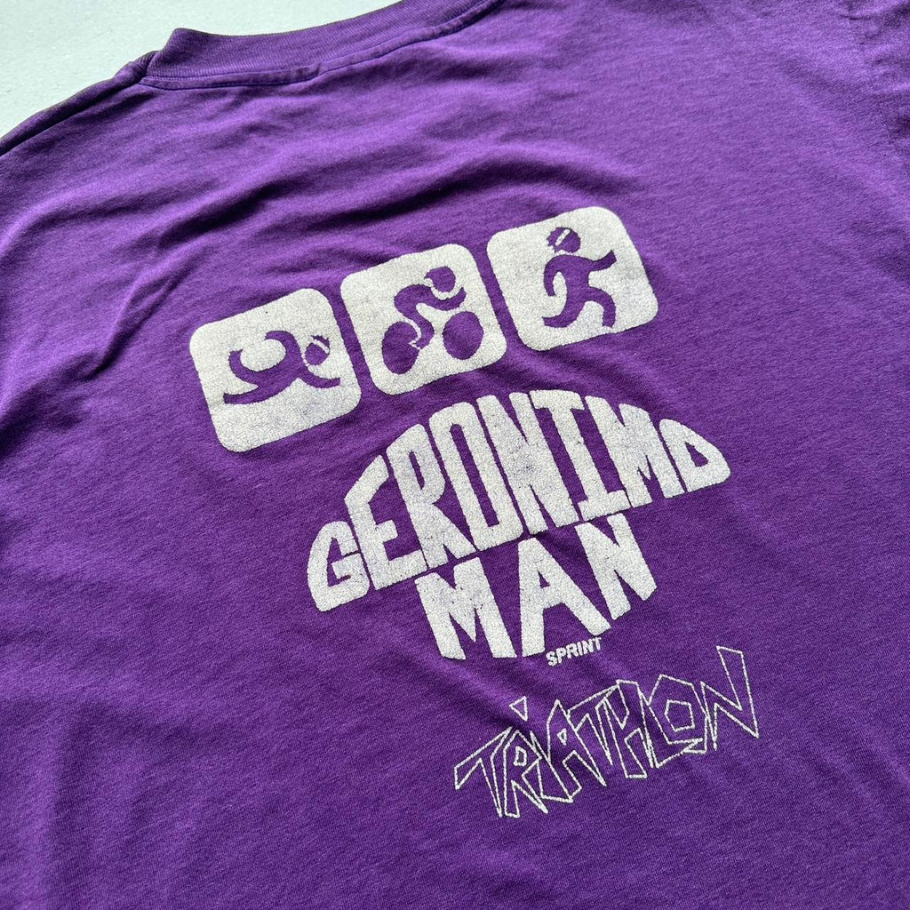Purple Triathlon Slogan 90s Vintage T-shirt - Large