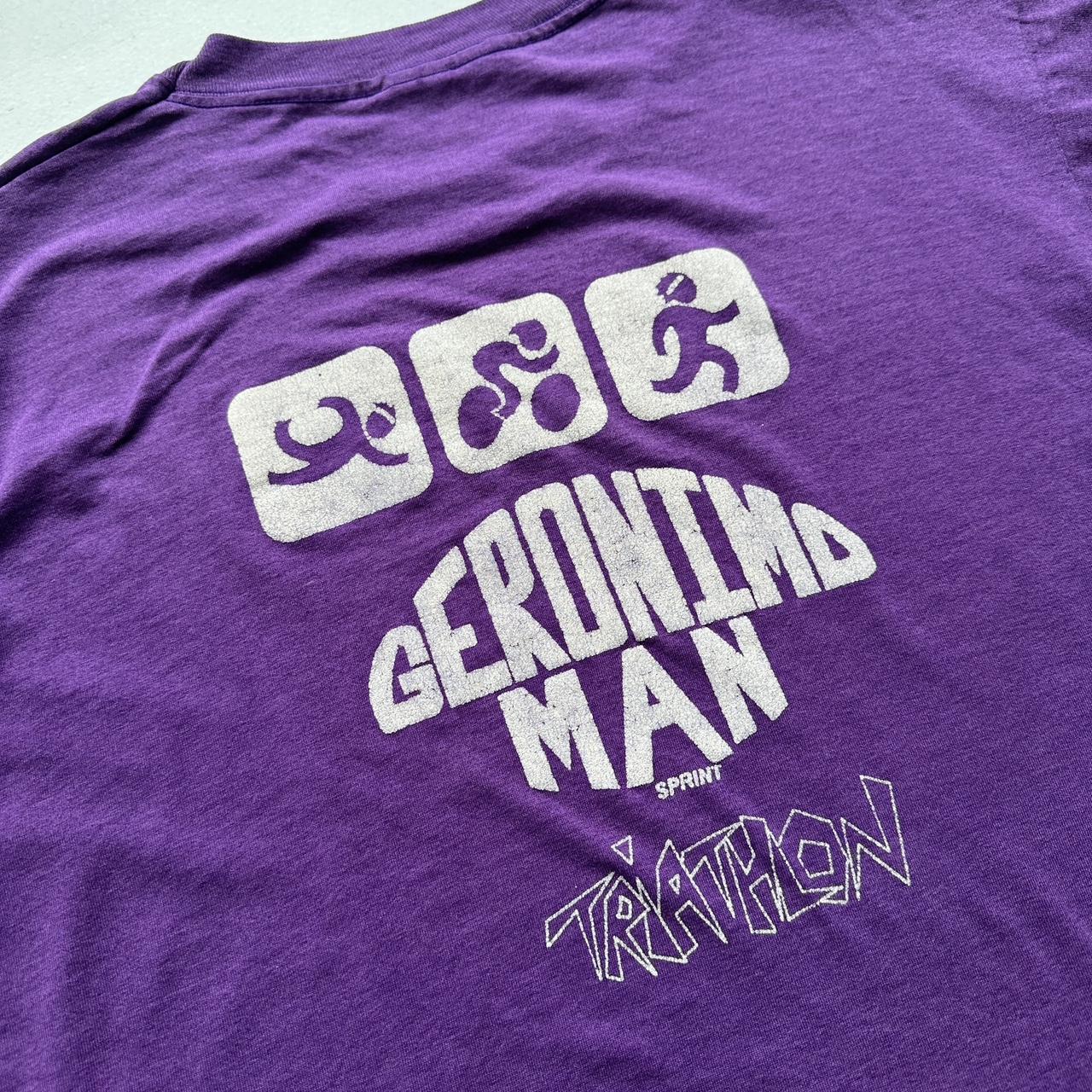 Purple Triathlon Slogan 90s Vintage T-shirt - Large