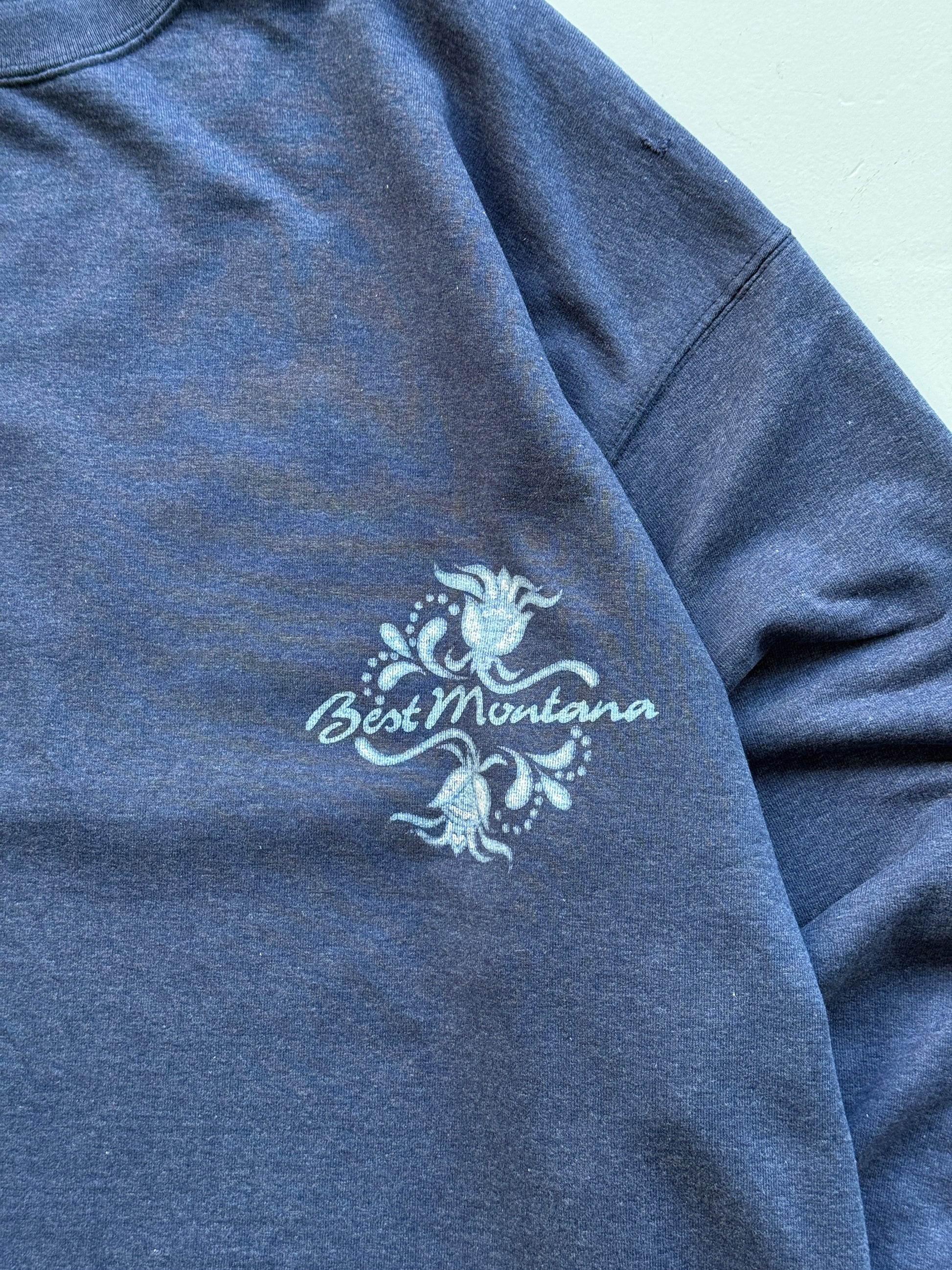 Navy Blue Best Montana 90's Vintage Surfer Style Jumper  - Large