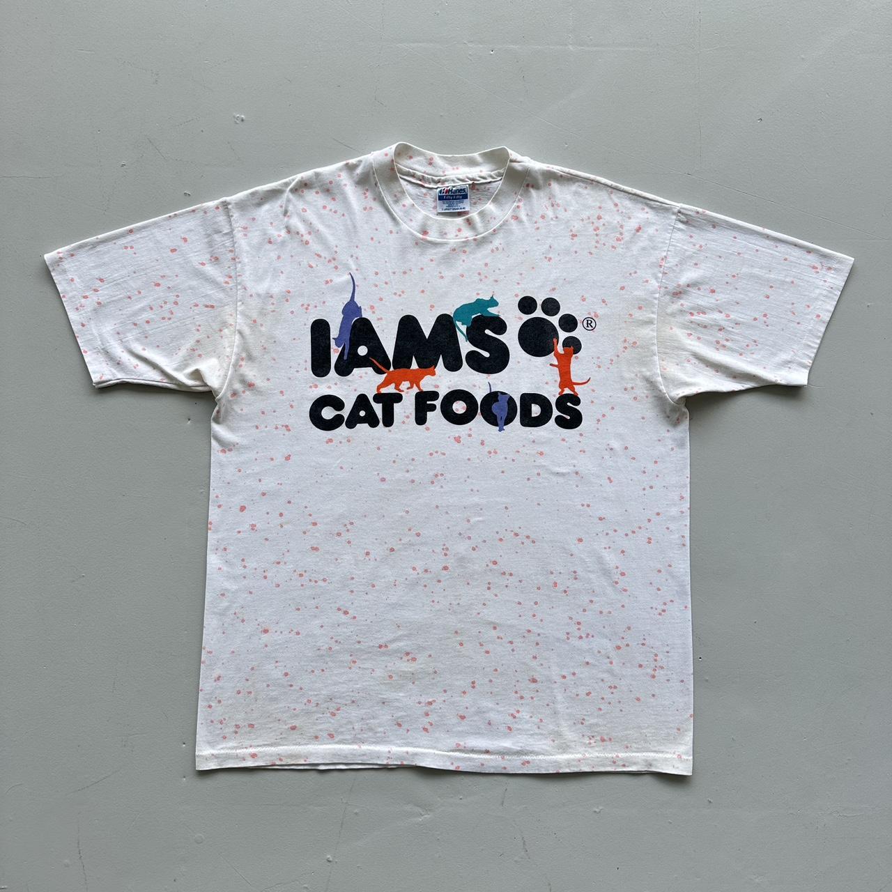 White IAMs Catfoood AOP Vintage T-shirt - XL