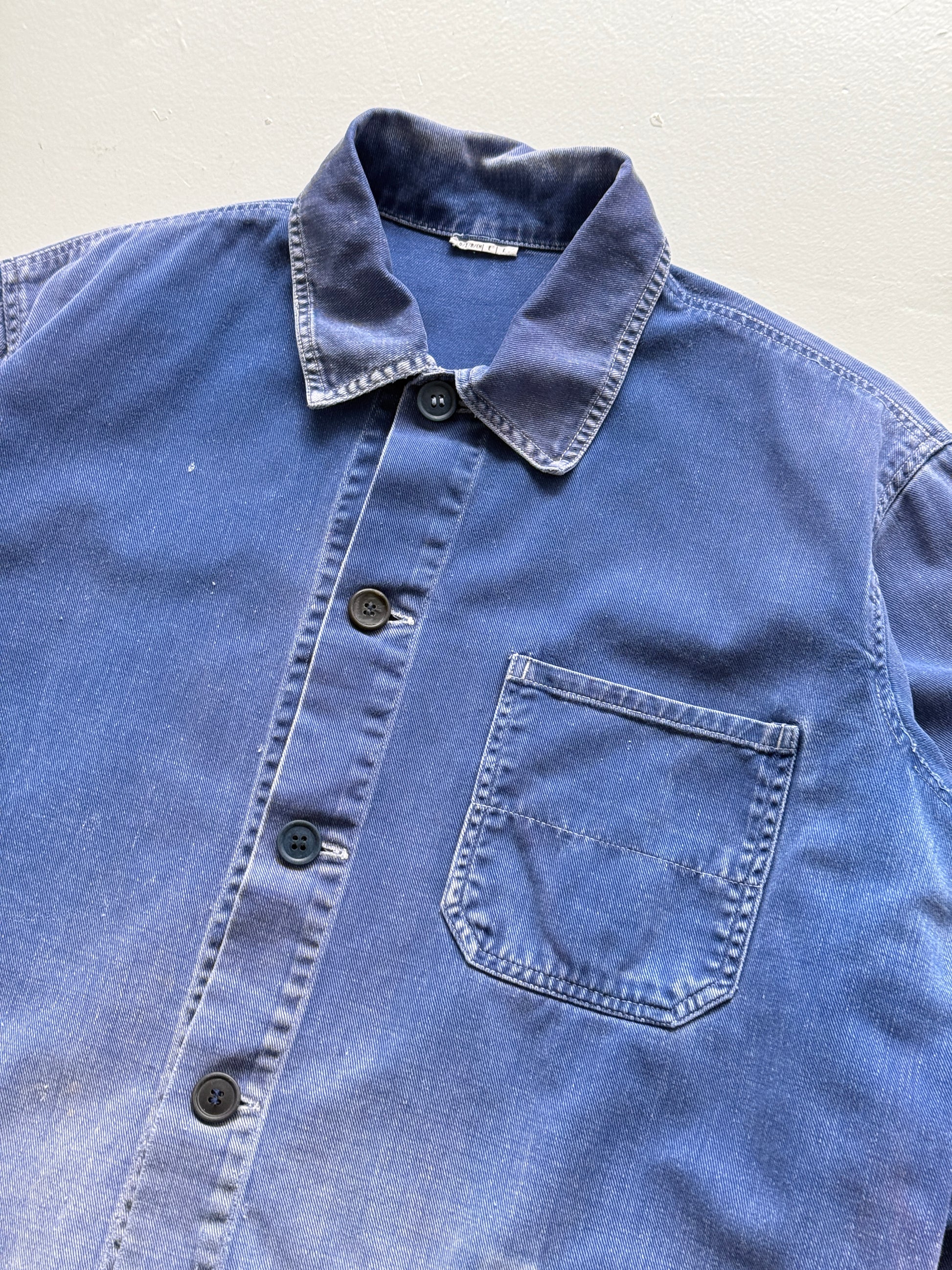 Faded Blue French Vintage Workwear Chore Jacket CH394 - Small
