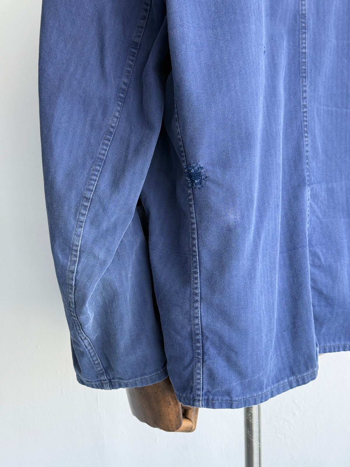 Blue Herringbone Cotton Vintage Workwear Chore Jacket CH499 - Large
