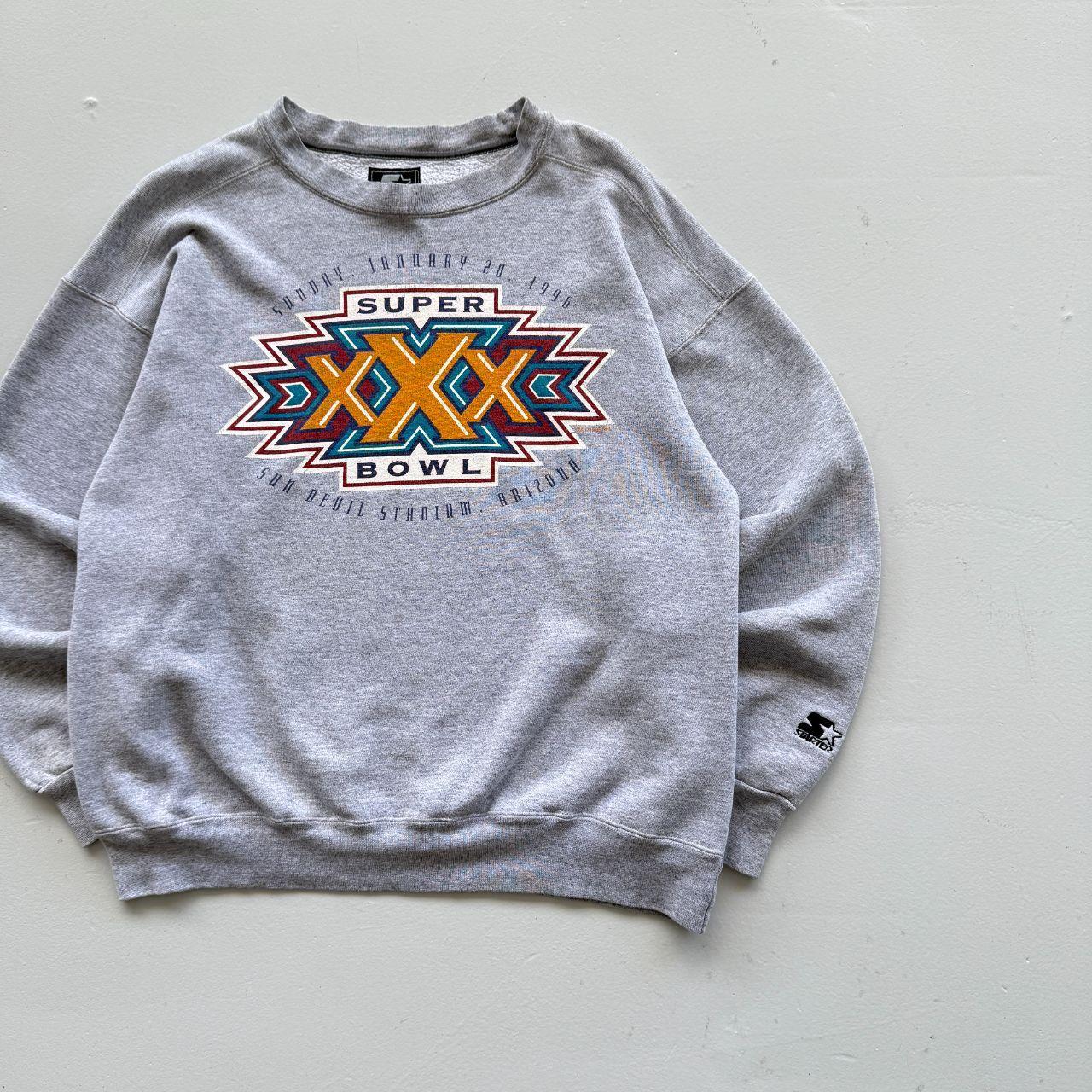 Grey NFL Super Bowl 1996 Graphic Vintage 90s Sweatshirt - Large