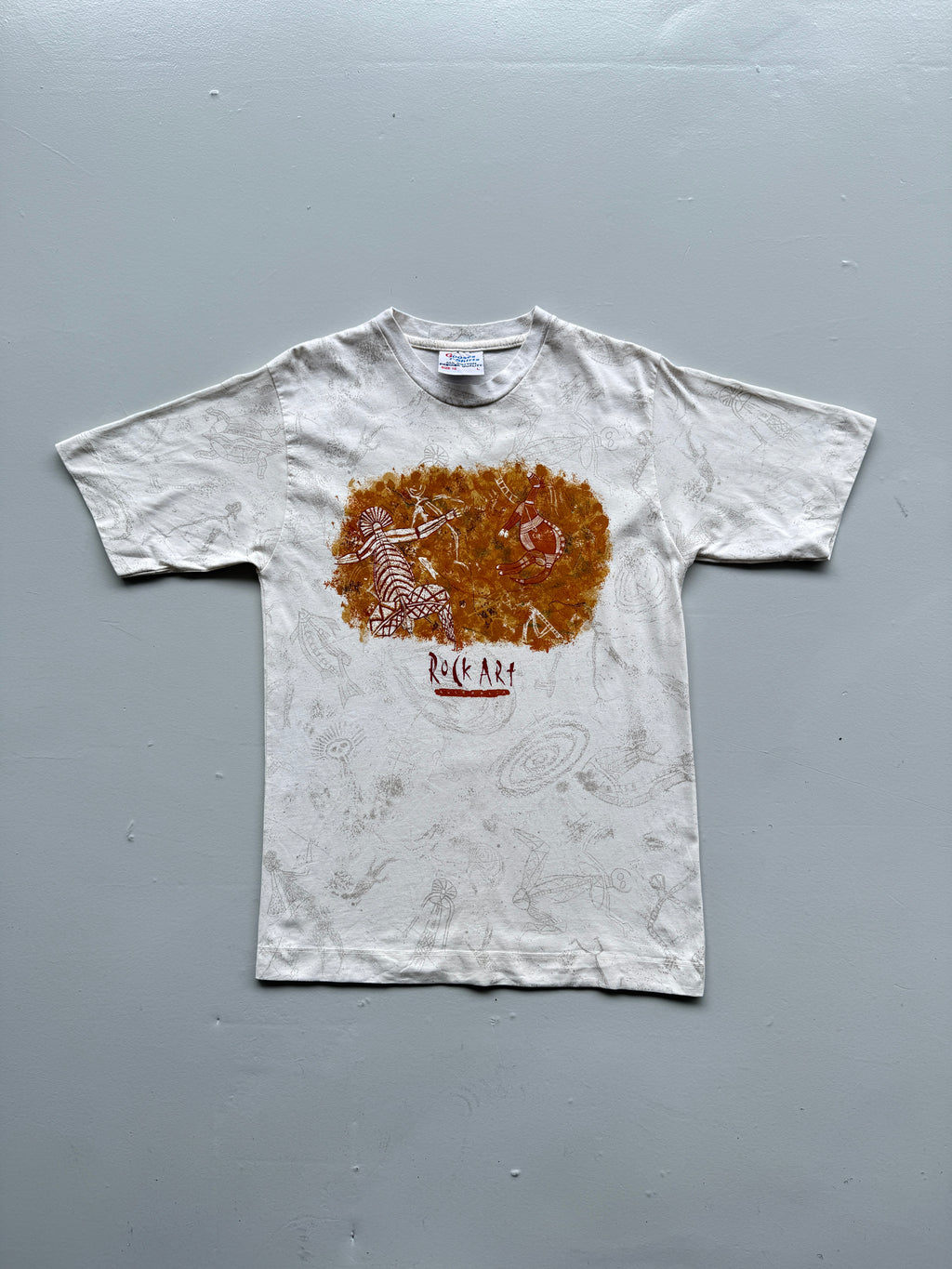 Cream Rock Art Native Australian 90's Vintage Graphic Tourist T-Shirt - Small
