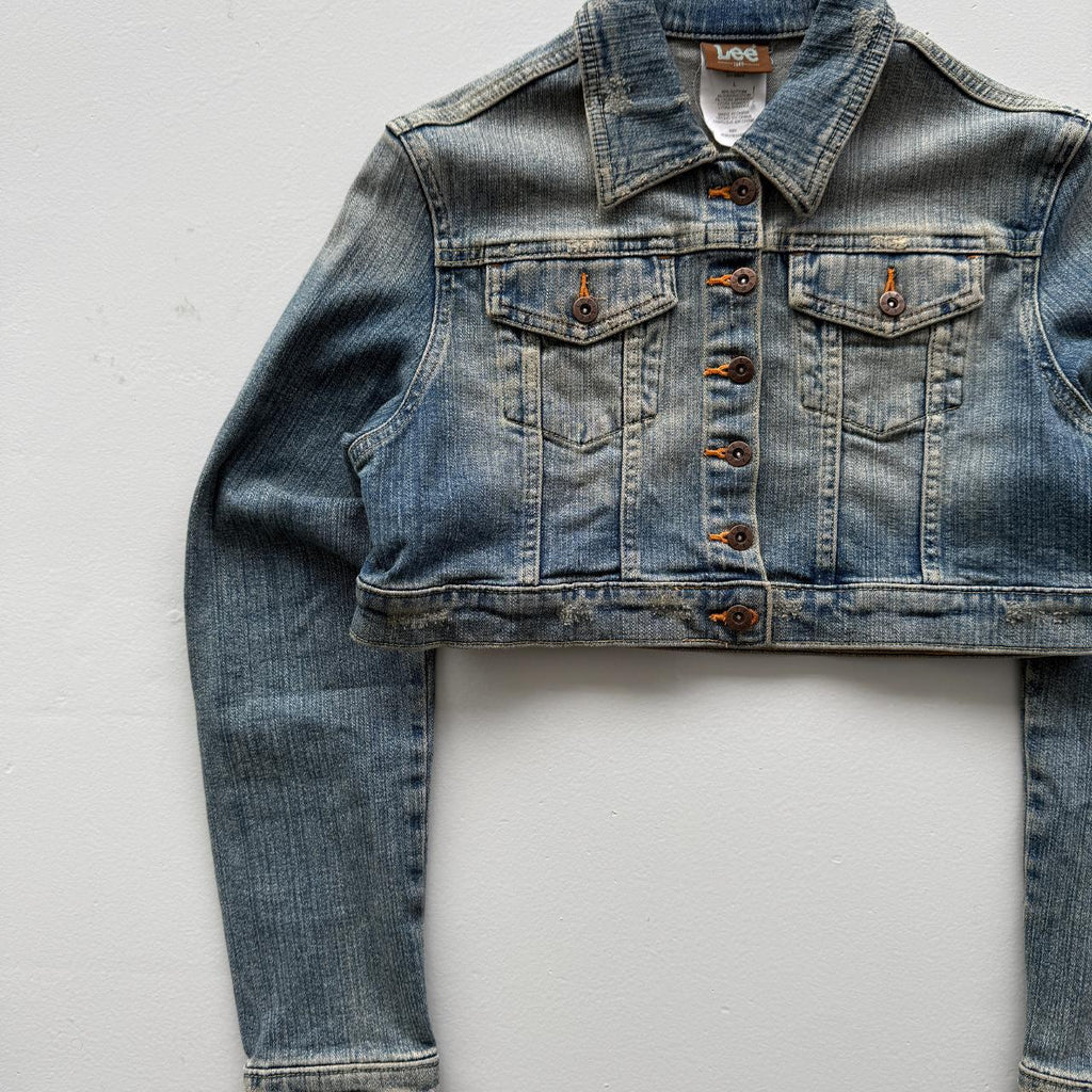 Lee Cropped Denim Vintage Y2K Jacket - Womens Size 8