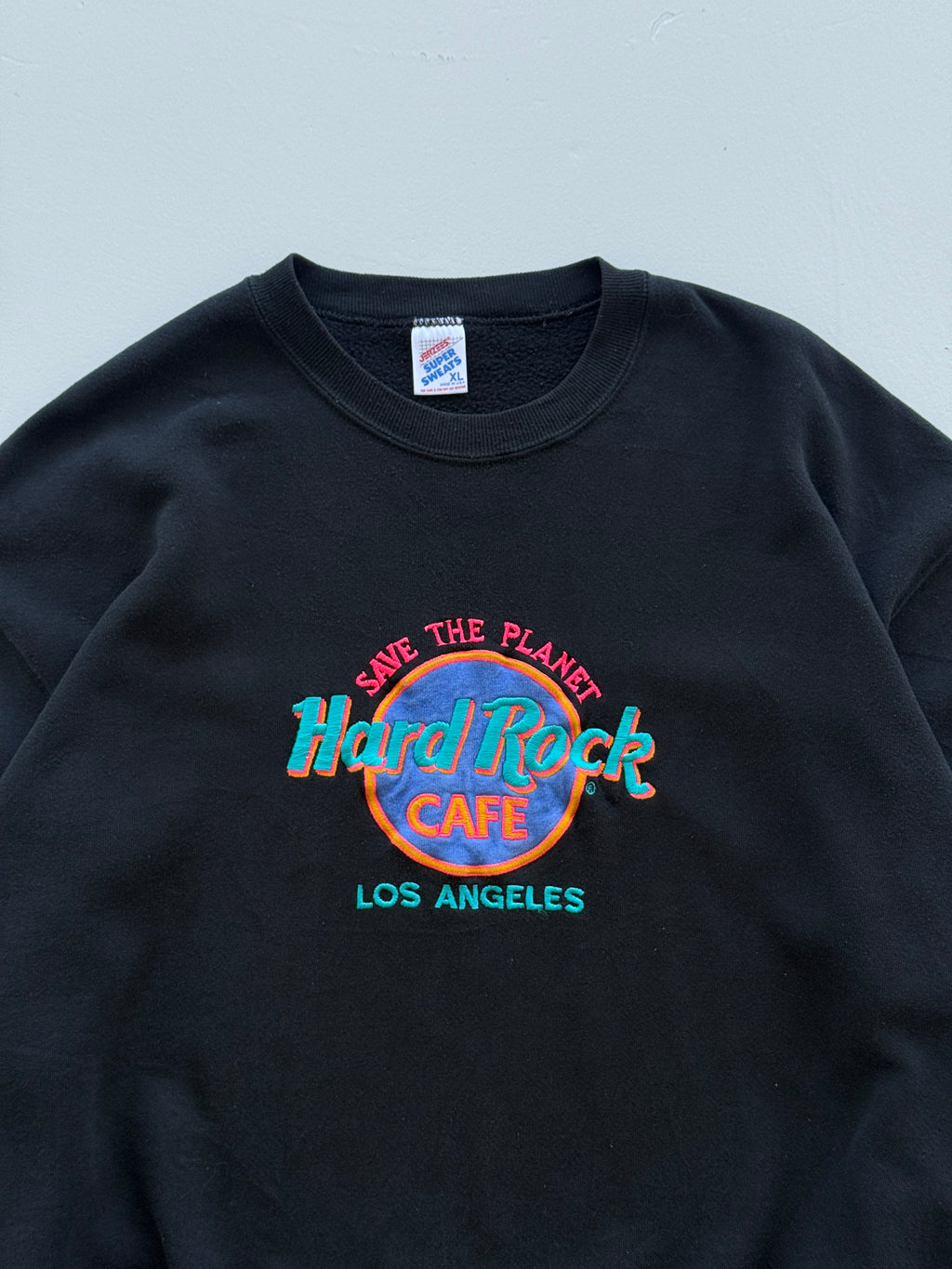 Black Hard Rock Cafe Los Angles 90's Vintage Graphic Sweatshirt Jumper - Large